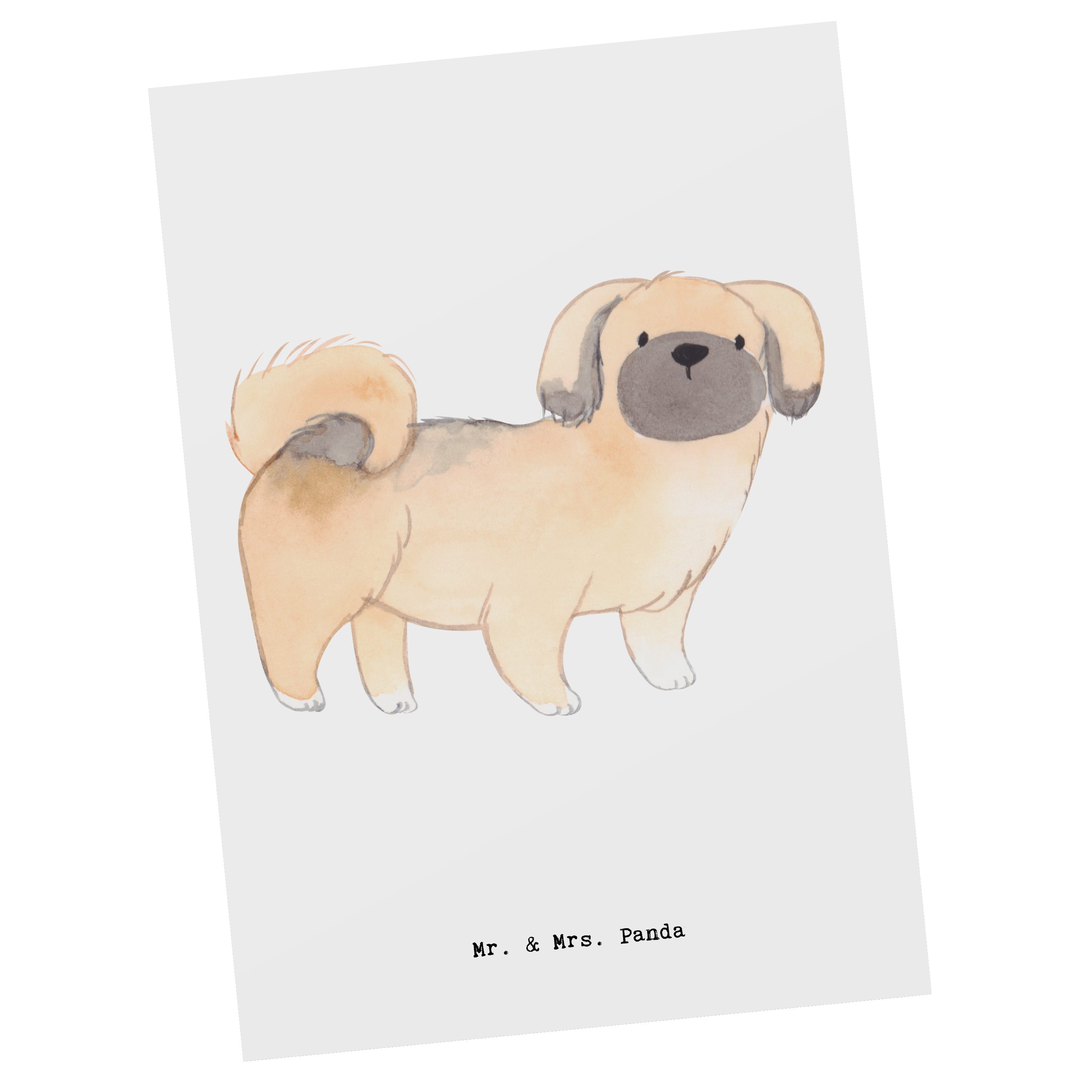 Mr. & Mrs. Panda Postkarte Pekingese Moment - Weiß - Geschenk, Rassehund, Hundebesitzer, Dankesk