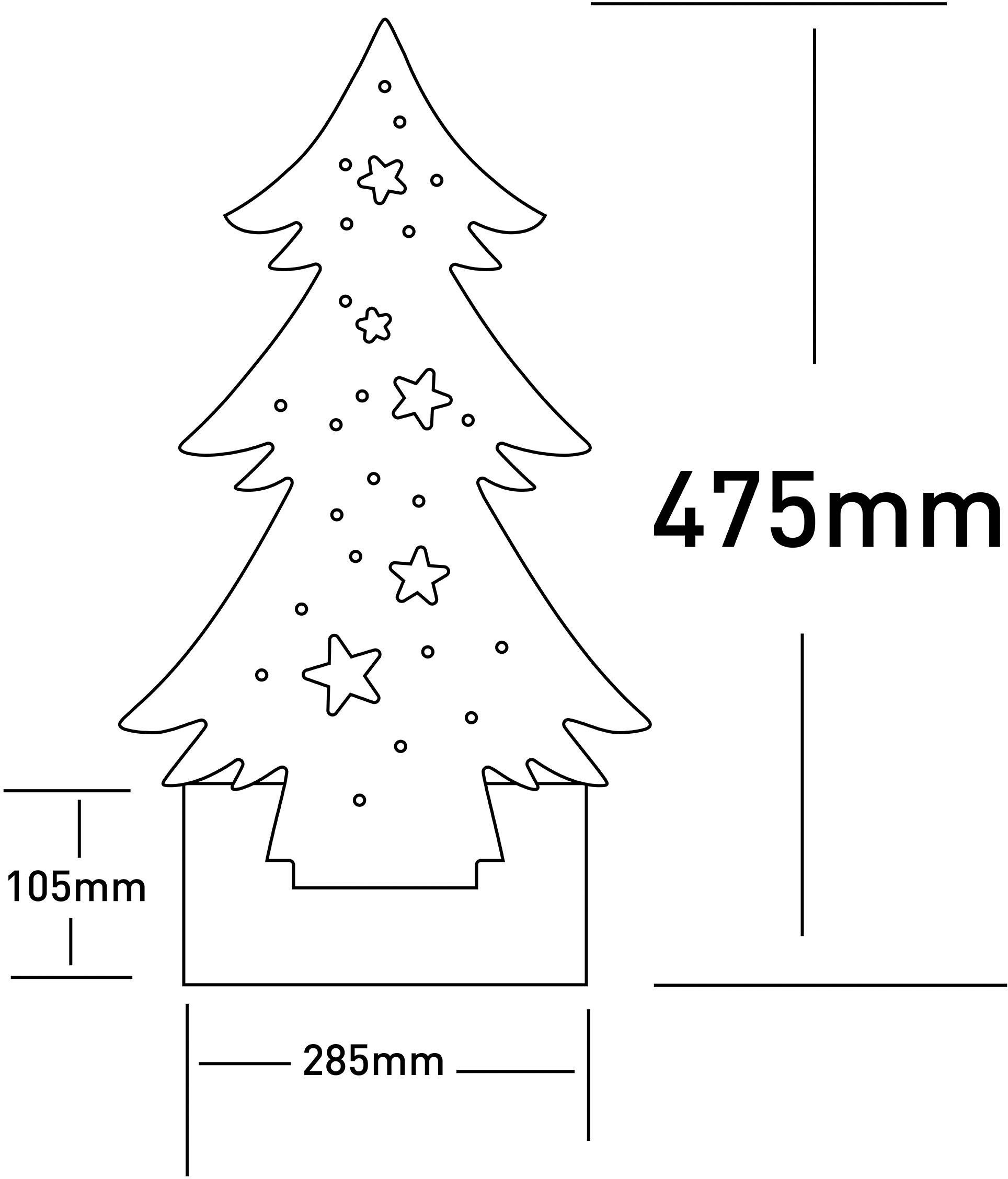 näve LED Höhe Warmweiß, fest Batteriebetrieben Baum LED Weihnachtsdeko 47,5 ca. cm, integriert, Timerfunktion, Holz-Stehleuchte, aus Holz, Tannenbaum