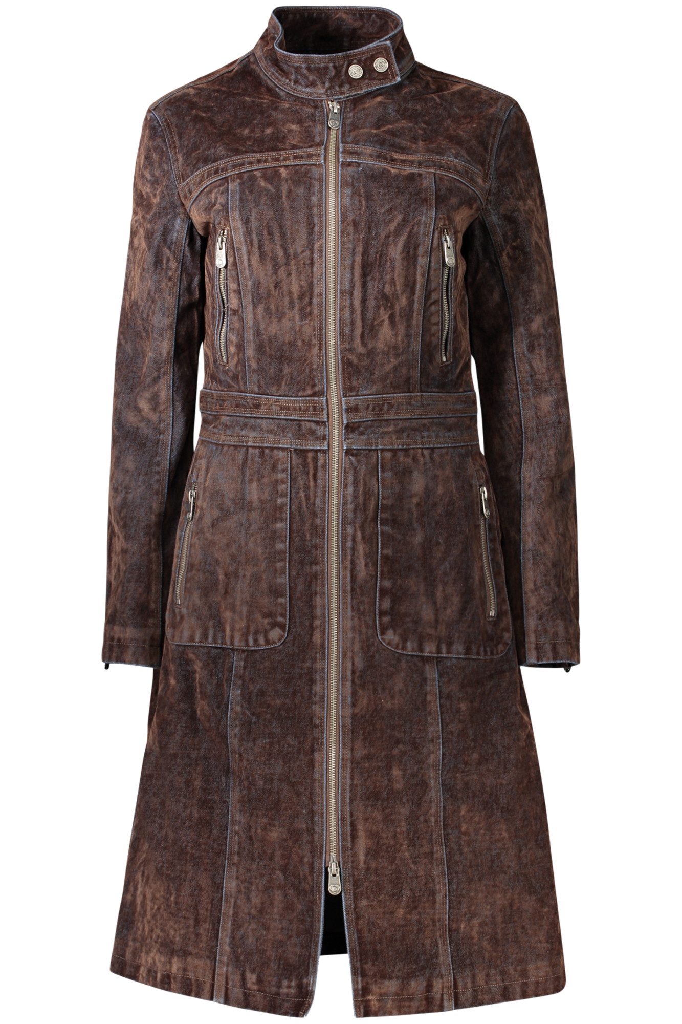Desigual Outdoorjacke Brauner Wildleder-Trenchcoat mit Samt und kontrastierenden Details