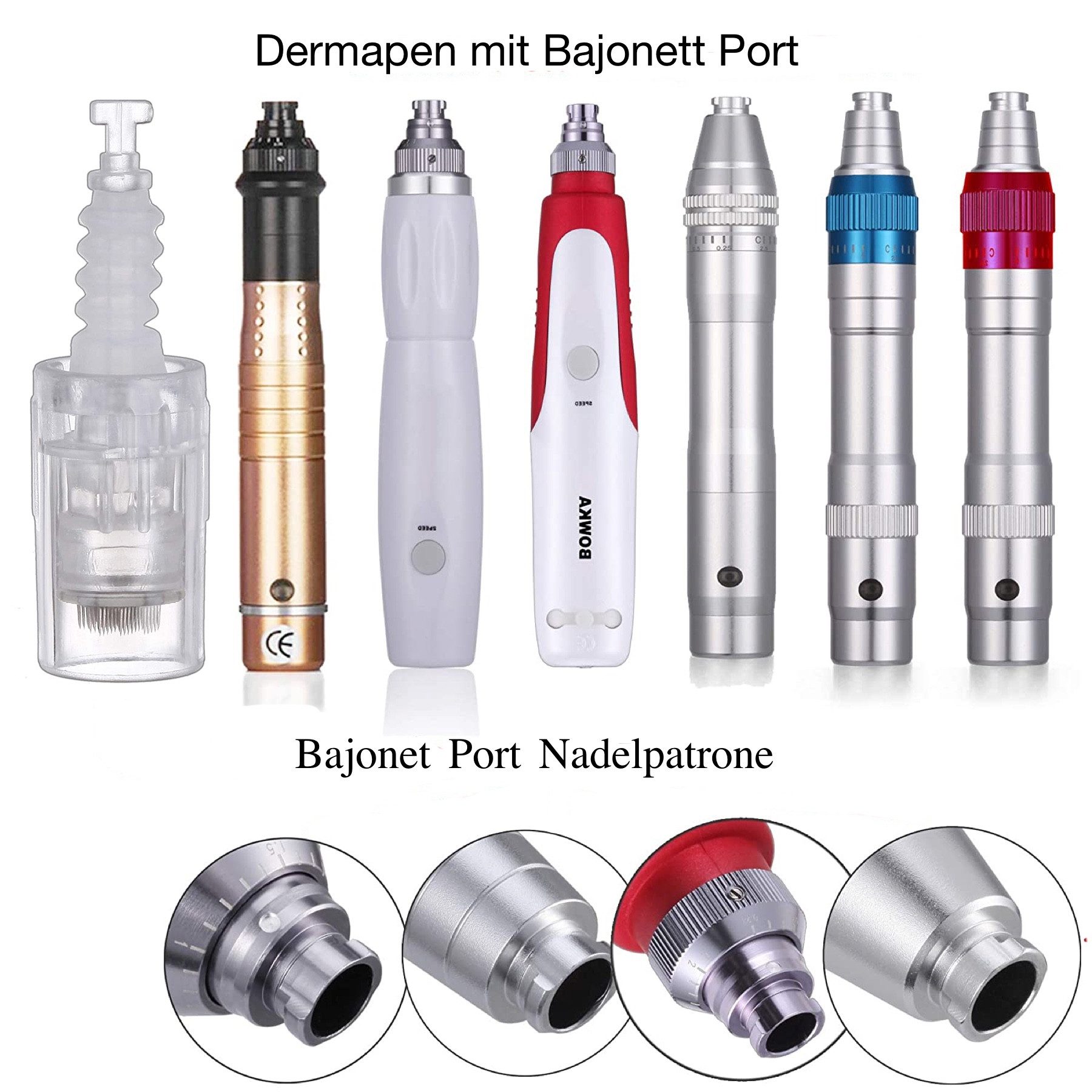P-Beauty Cosmetic Accessories Dermaroller Derma Pen Microneedling Ersatzköpfe für Gerät mit Bajonett Port