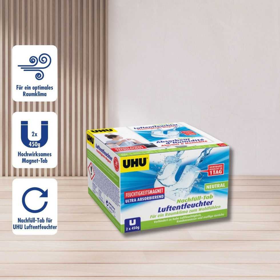UHU Luftentfeuchter UHU Luftentfeuchter Feuchtigkeitsmagnet Neutral, 2