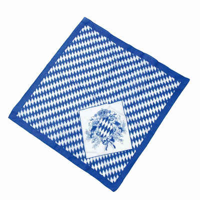 Bavariashop Halstuch Baumwolltuch "Bayern" • Weiß Blaues Multifunktionstuch • 55 x 55 cm
