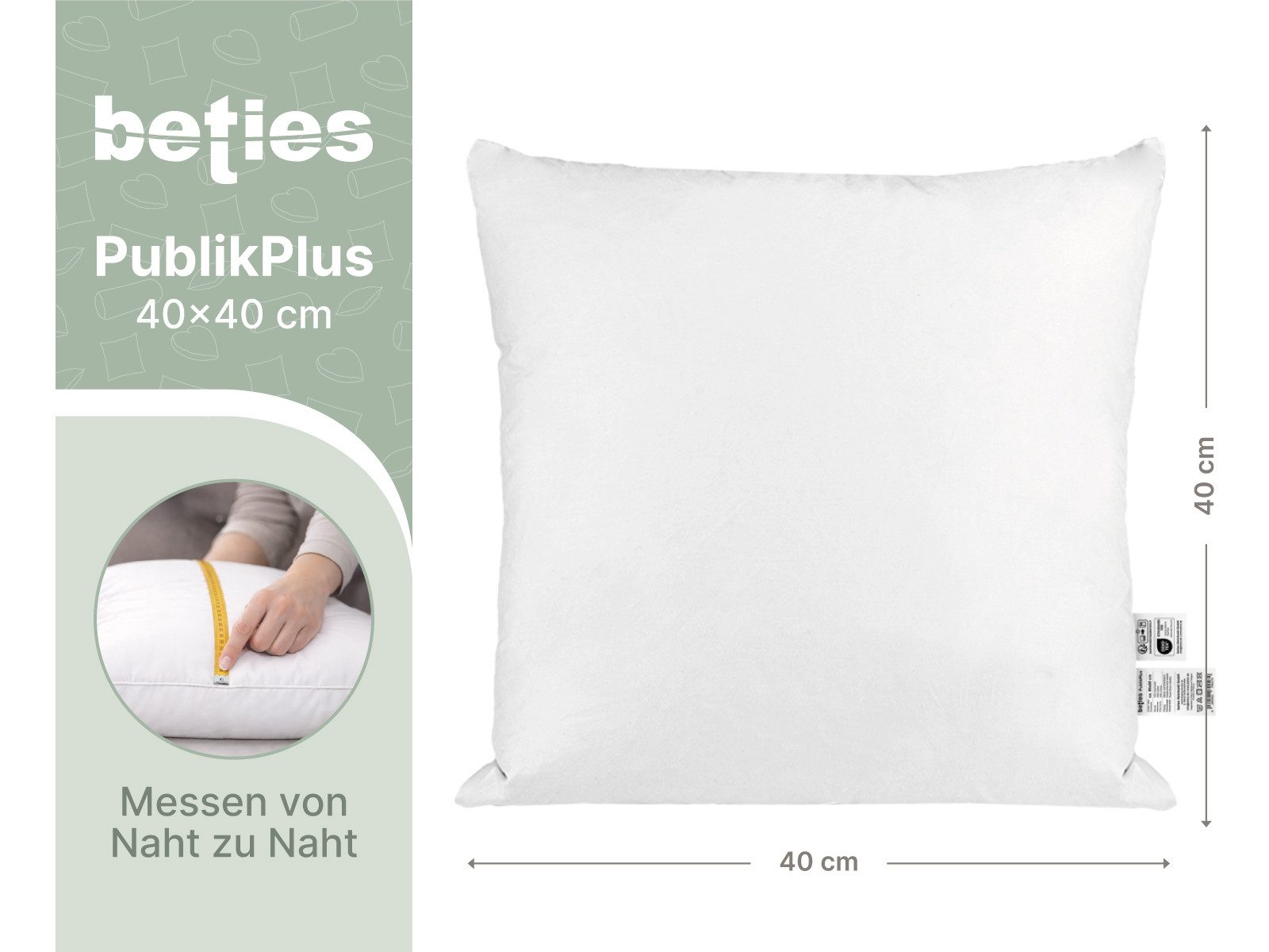 beties Federkissen PublikPlus, Füllung: Enten- und Gänsefedern, Bezug: Baumwolle, Seitenschläfer, Nackenstütze, Bauchschläfer, Rückenschläfer, 1-tlg., 50 % Mehrfüllung – waschbar - in verschiedenen Größen erhältlich
