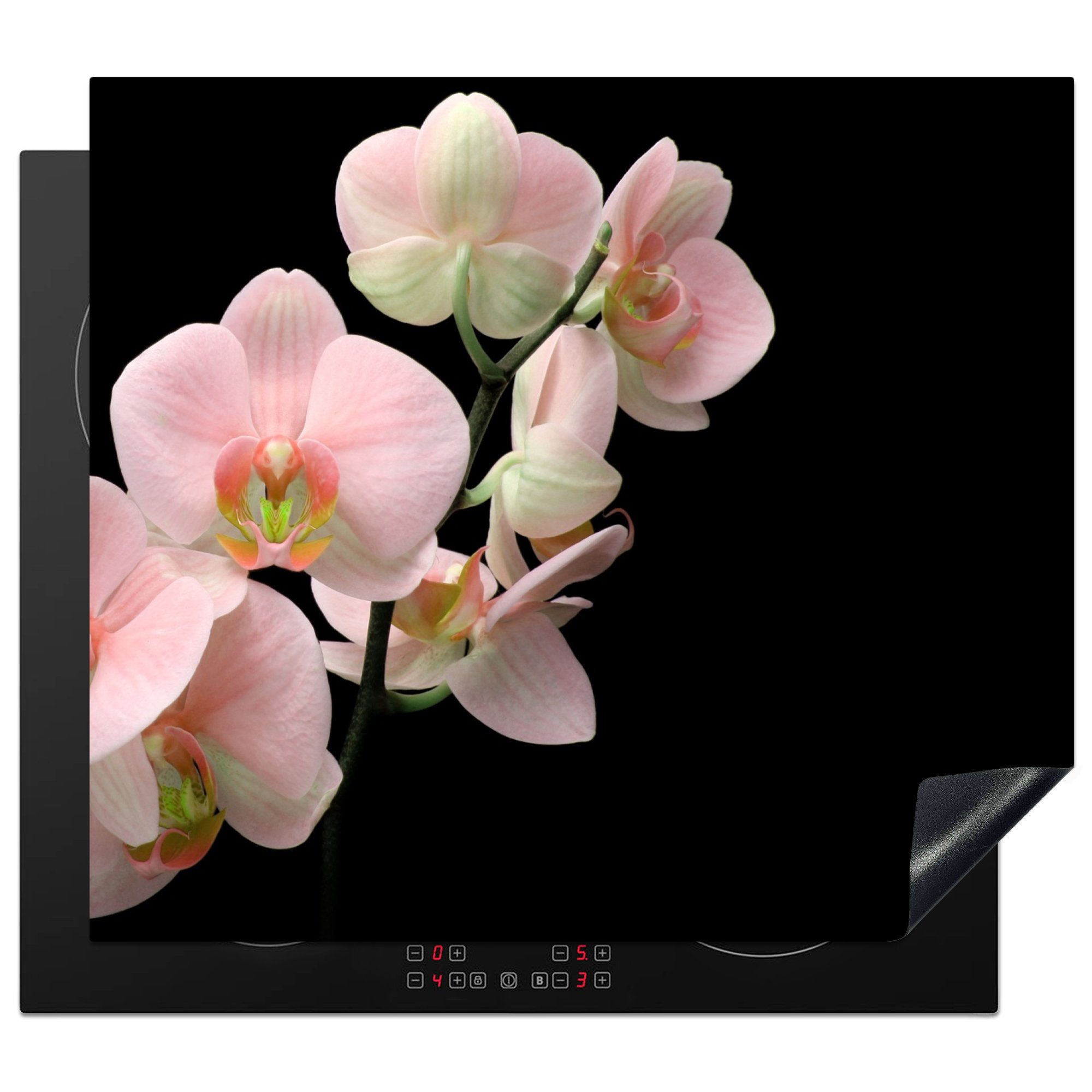 MuchoWow Herdblende-/Abdeckplatte Orchidee - Blumen - Rosa - Stilleben - Flora, Vinyl, (1 tlg), 59x51 cm, Induktionsschutz, Induktionskochfeld, Ceranfeldabdeckung | Herdabdeckplatten