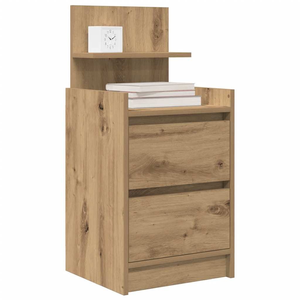 vidaXL Nachttisch Nachttisch mit 2 Schubladen Artisan-Eiche 38x34x80 cm (1-St) – Bild 4 von 5