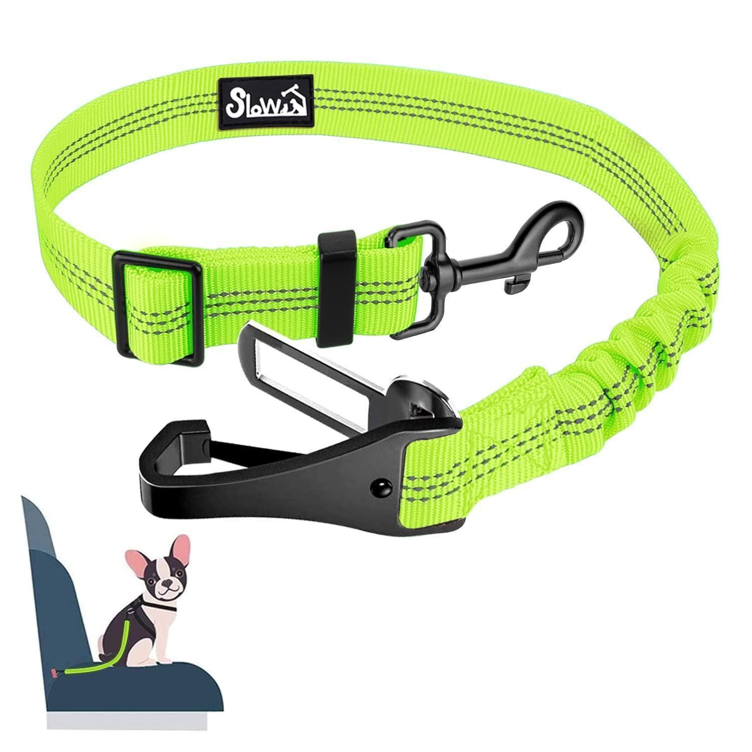 LuxusKollektion Autohundegeschirr Hundesicherheitsgurt Verstellbar Ruckdämpfung 3in1 70CM Grün