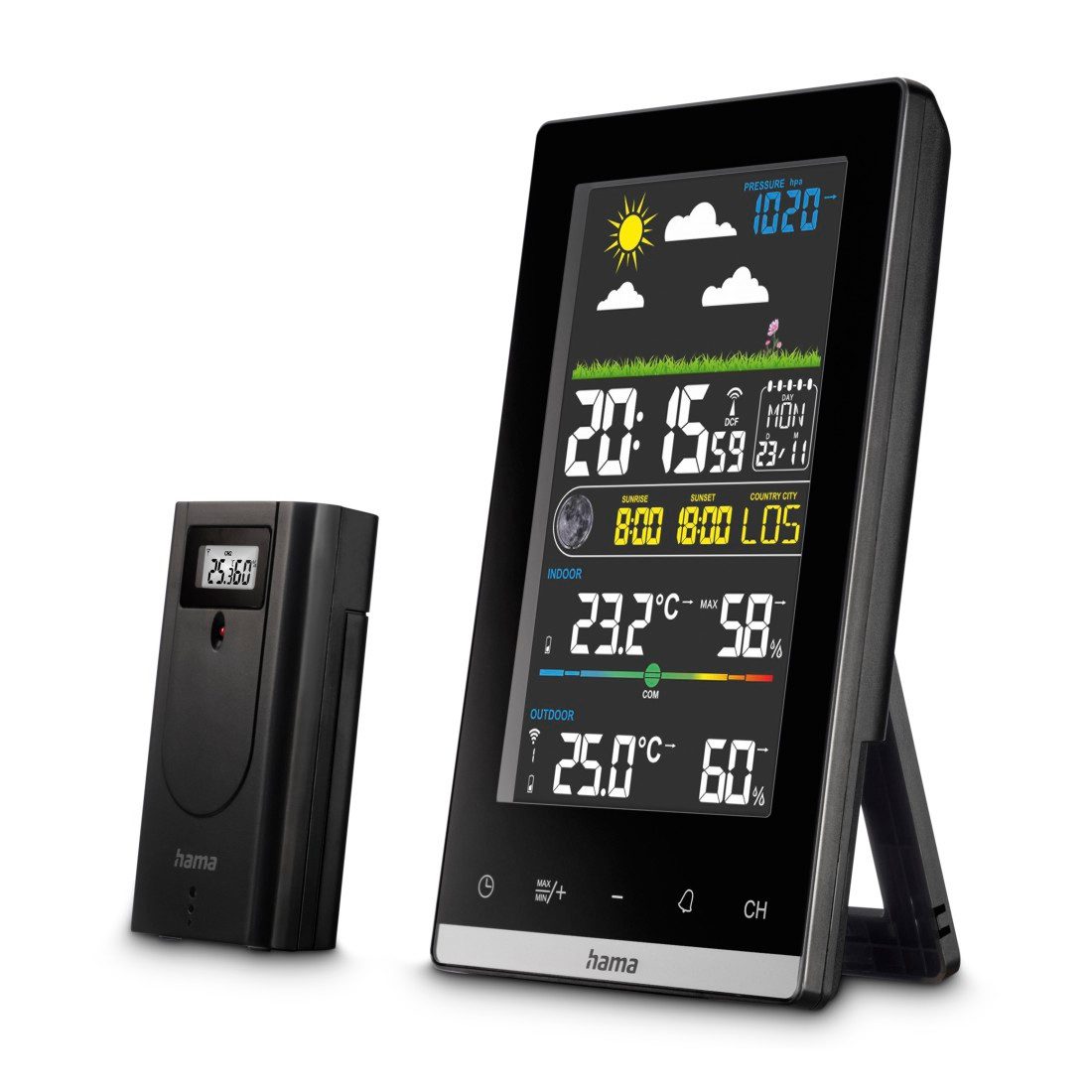Hama Wetterstation Funk mit Außensensor (digital, Vorhersage) Wetterstation (innen und außen)