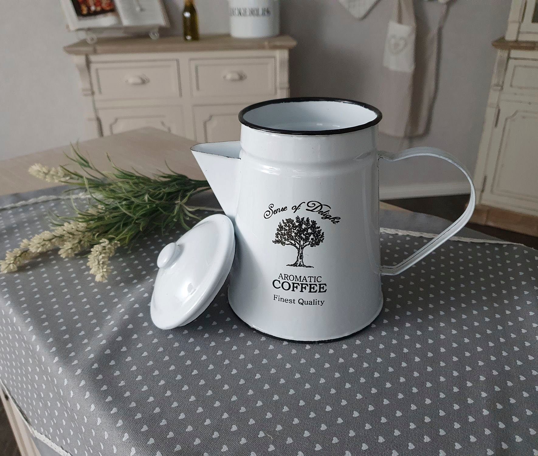 Ambiente Haus Kanne Kaffeekanne aus Emaille in Antikweiß, (1-St)