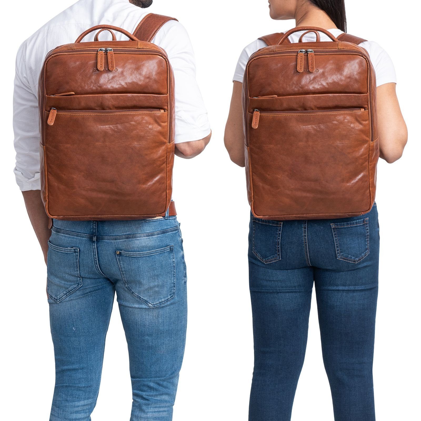 STILORD Notebook-Rucksack "Brooklyn" Großer Laptop Rucksack Echtleder mit 15.6 Zoll Laptopfach