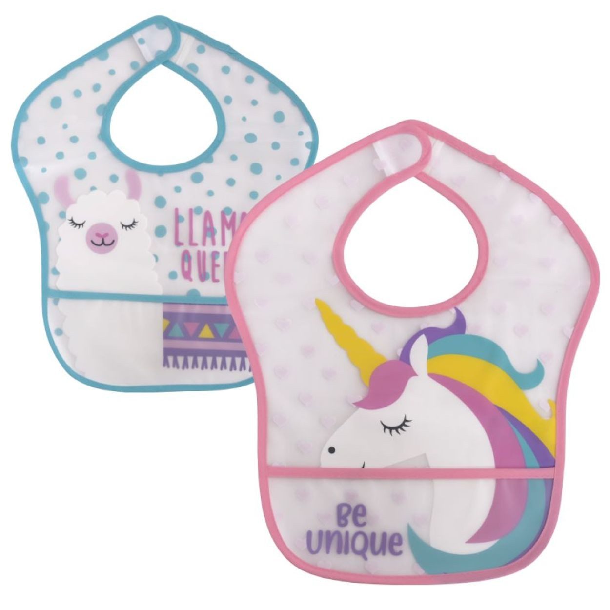 Baby Care Lätzchen Babylätzchen 2er-Set, (1-St), Auffangtasche, Selbstverschluss, wasserdicht