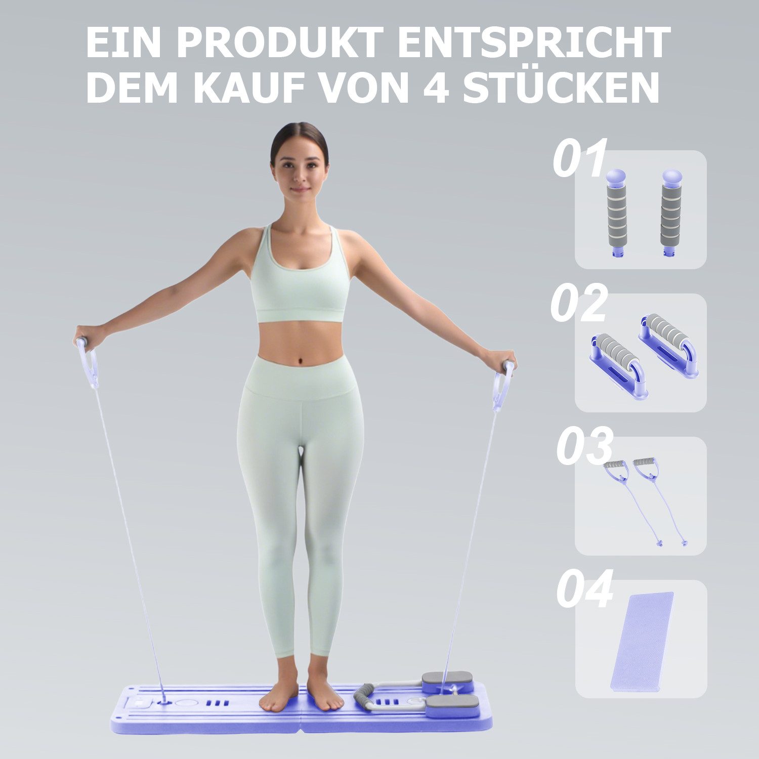 oyajia Ganzkörpertrainer Faltbare Pilates-Fitnessboard, Multifunktionale Trainingsplattform, (Mit Widerstandsbändern, Griffen & Fußstützen für Vielseitige Übungen, 11-tlg., Inklusive Yoga-Pad & Timer – ideal für Home-Workout & Core-Training), Rutschfestes Material, Kompakt Verstaubar & Komfortables Handling