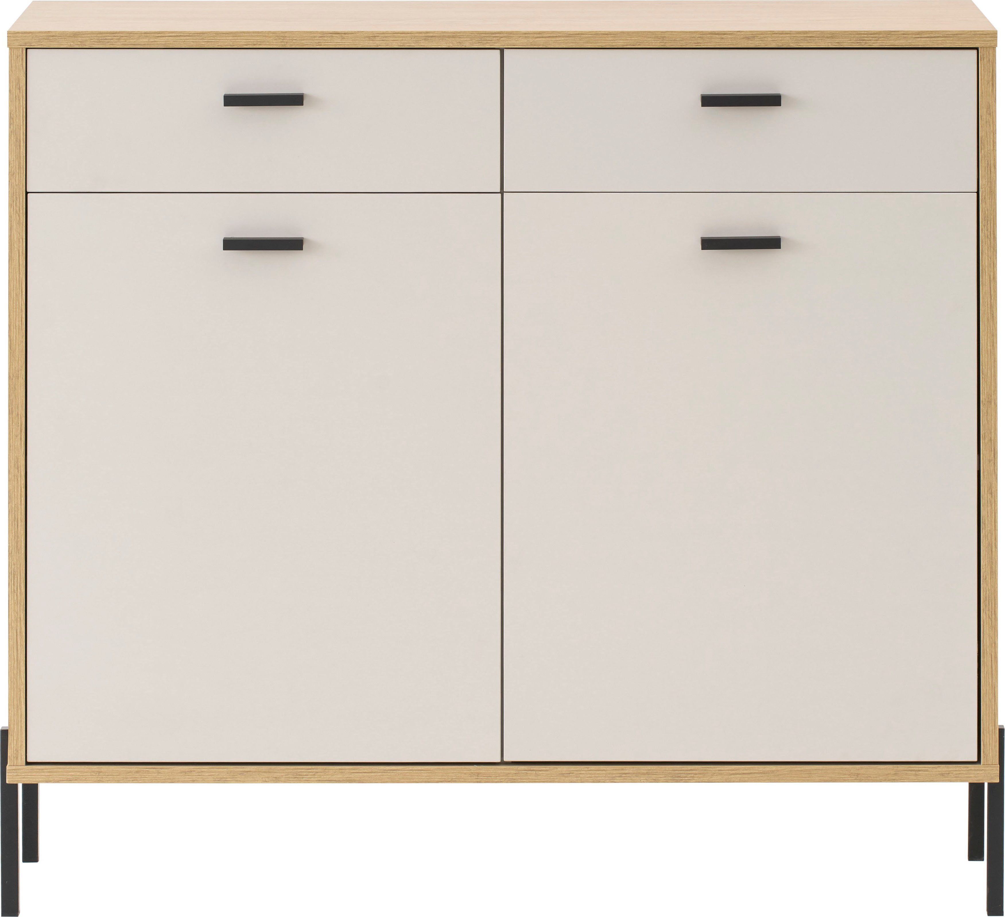 Home affaire Sideboard Fredericia, moderne Kommode, Schrank in Kaschmir, 115 cm breit, zeitlos, schwarze Metallgriffe und -füße, ausreichend Stauraum