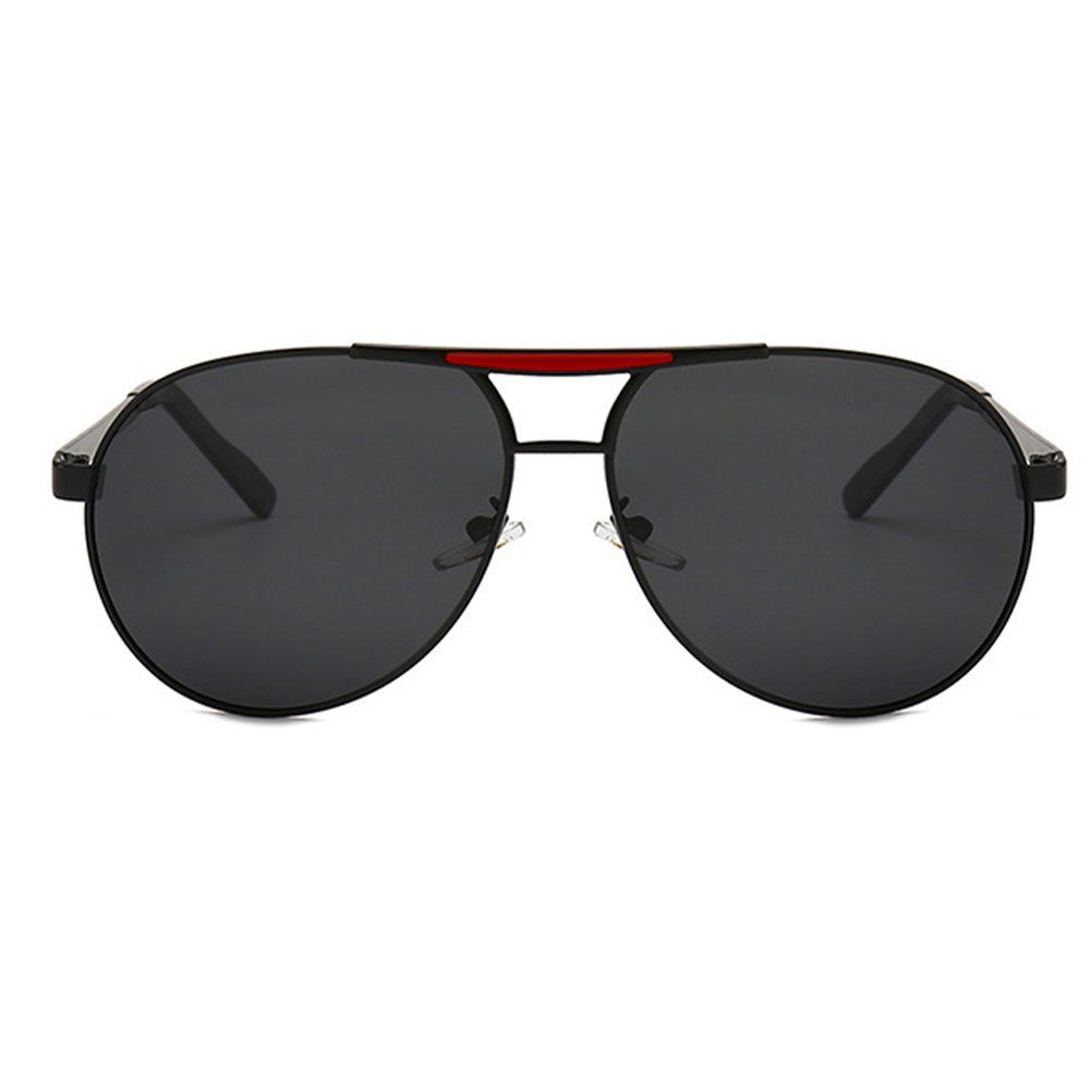 Sonnenbrille Sonnenbrille mit Outdoor für Rot UV-Schutzbrille Männer LAKKEC Frauen und Vintage Brillenetui