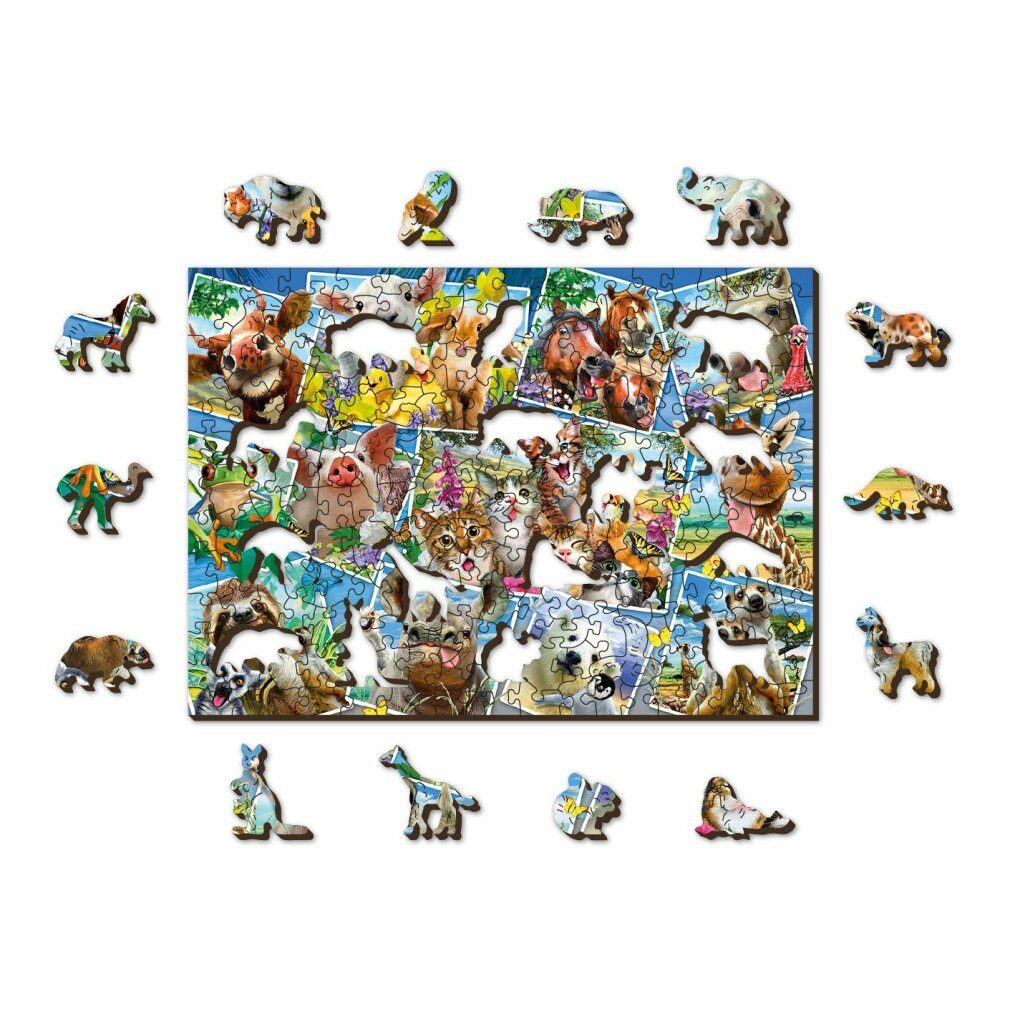 Wooden City Puzzle Holzpuzzle Tierische Postkarten 2in1, 505 Teile EKO, Puzzleteile