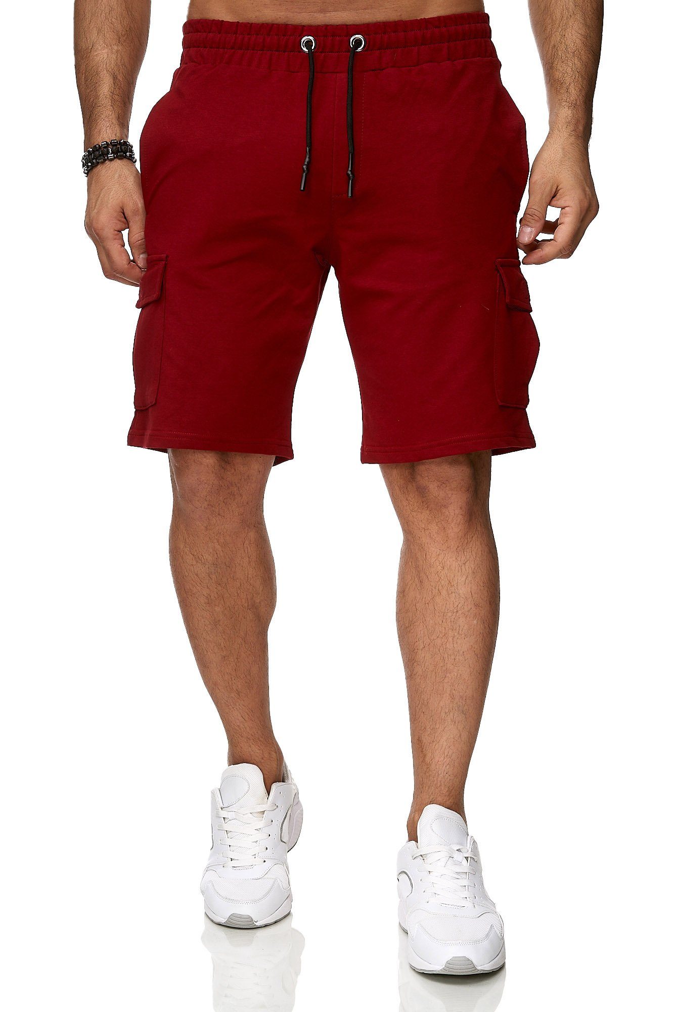 Cargo Sport-Hose Shorts Sweatshorts Cargo-Taschen Reslad Reslad Bermuda Jogginghose Sweatshorts (1-tlg) Herren Kurze Hose bordeaux mit Jogginghose