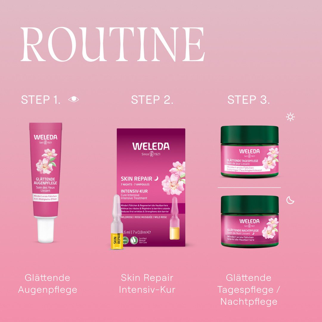 WELEDA Gesichtspflege Weleda Glättende Nachtpflege Wildrose & Weisser Tee, stärkt die Hautbarriere, mindert erste Fältchen