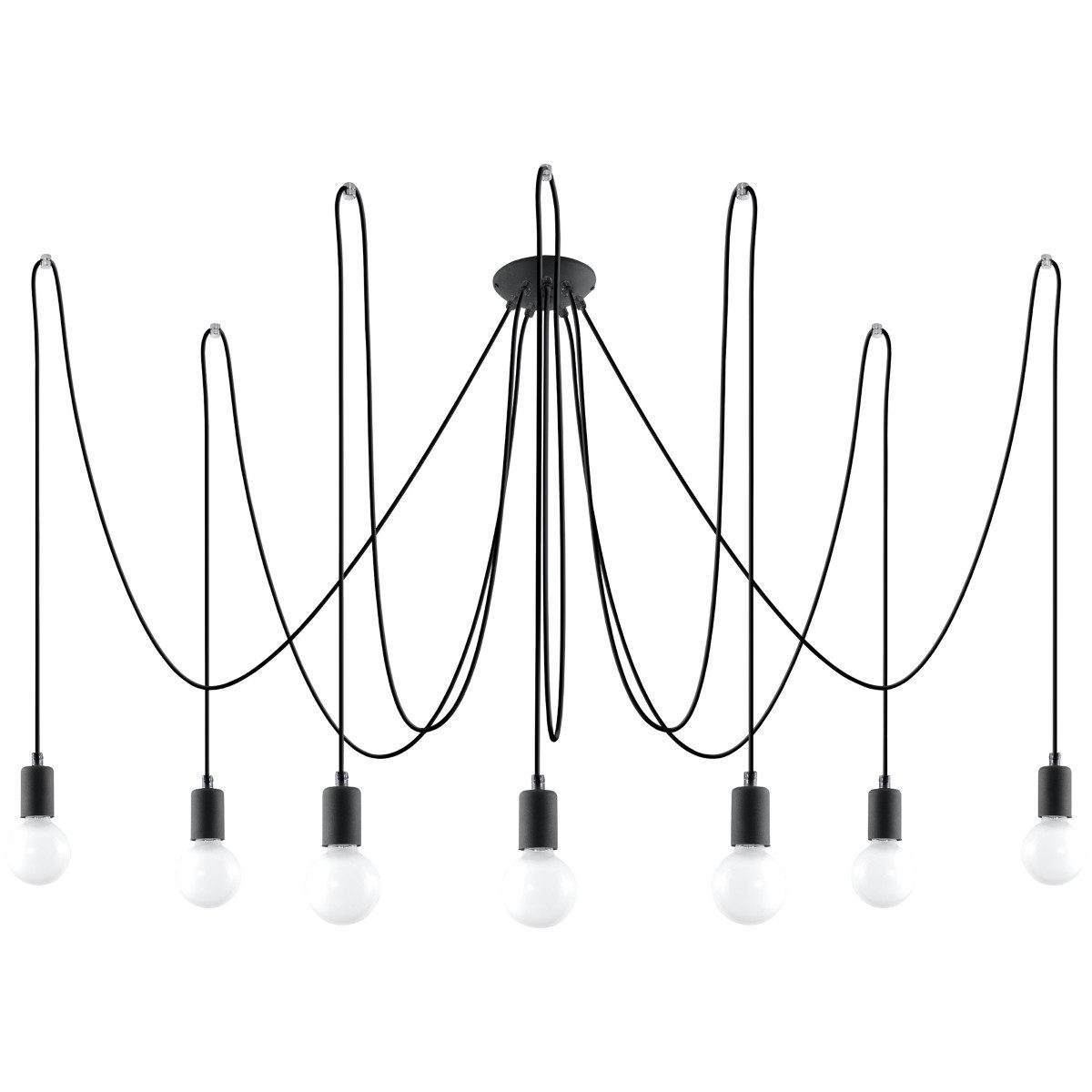 SOLLUX lighting Kronleuchter Kronleuchter Edison 7 Schwarz, Nicht enthalten