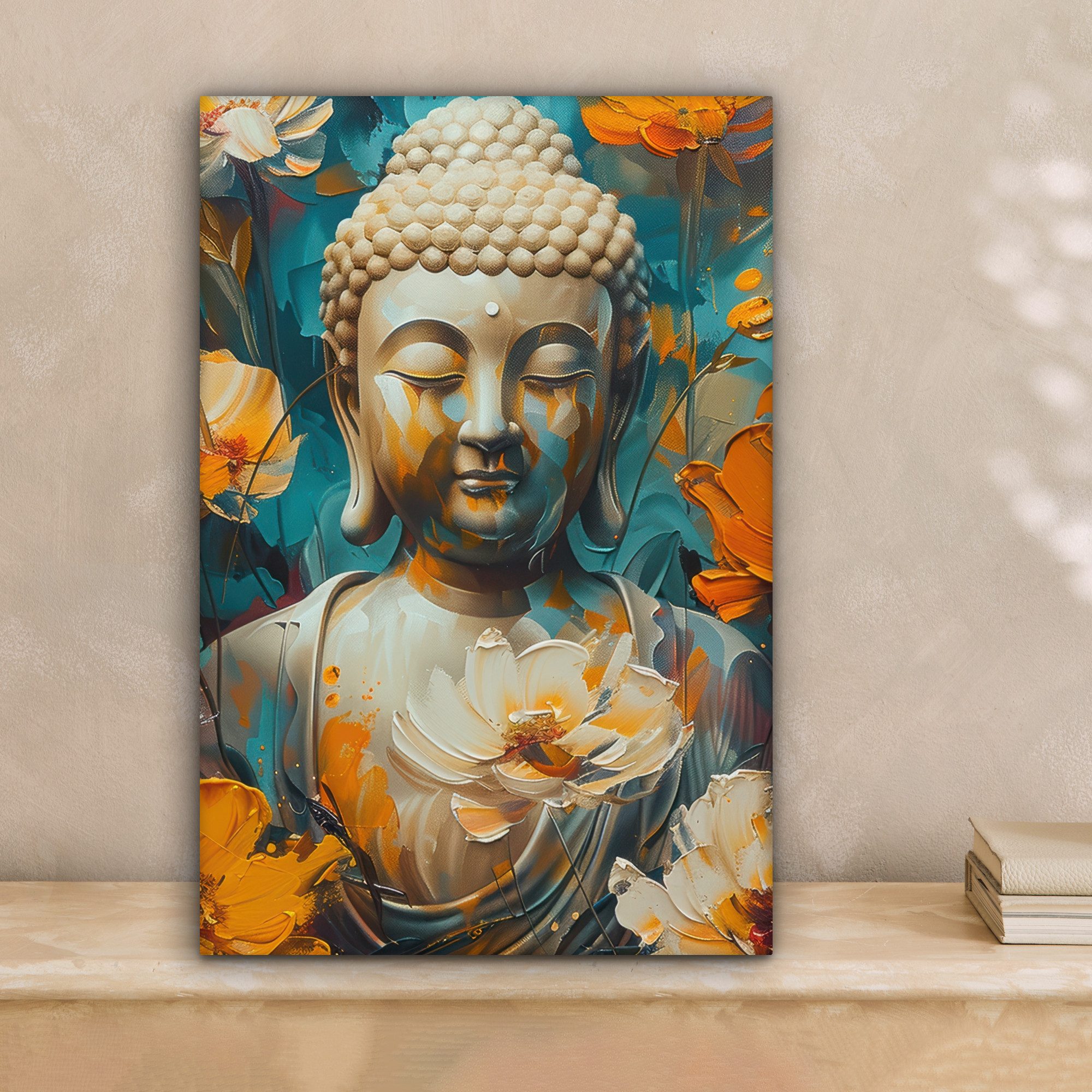 OneMillionCanvasses® Leinwandbild Buddha - Blume - Farbenfroh - Modern, Fot günstig online kaufen