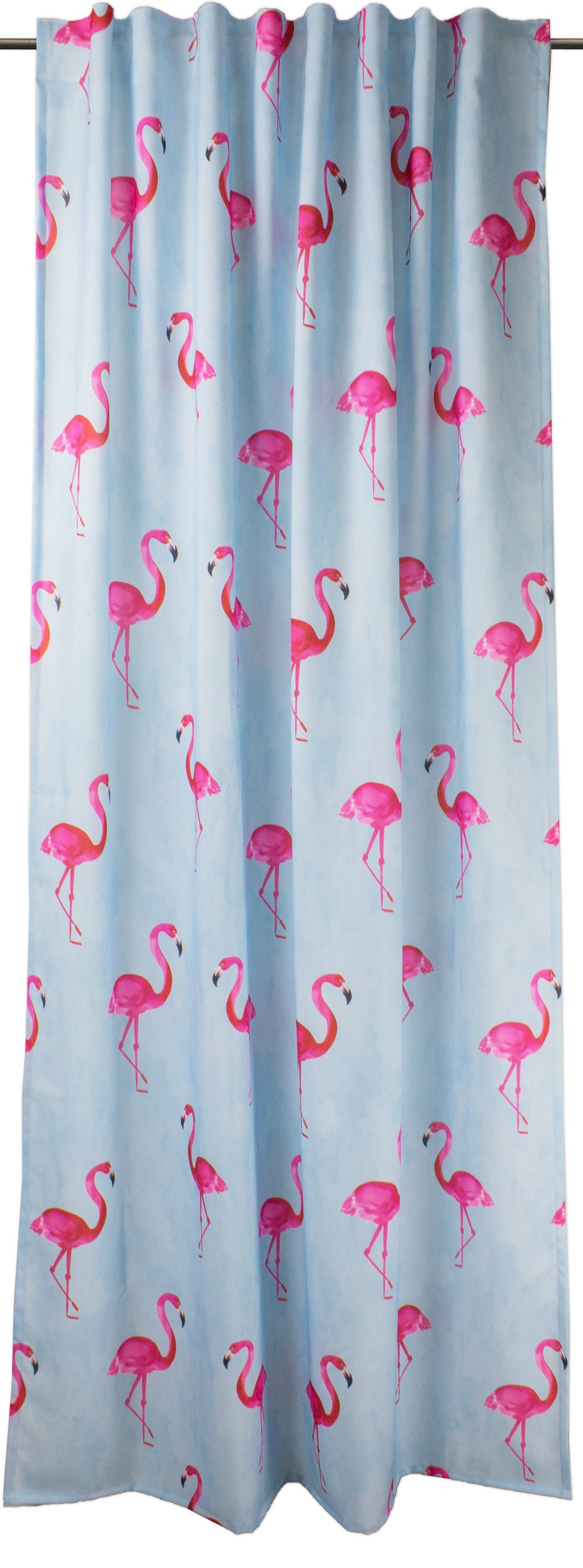cm, blickdicht, Serie Vorhang Schlaufen Blau Pink Seitenschal Flamingo 140x245 EXPERIENCE, Schlaufenvorhang verdeckte Schlaufenschal Dekostoff, \