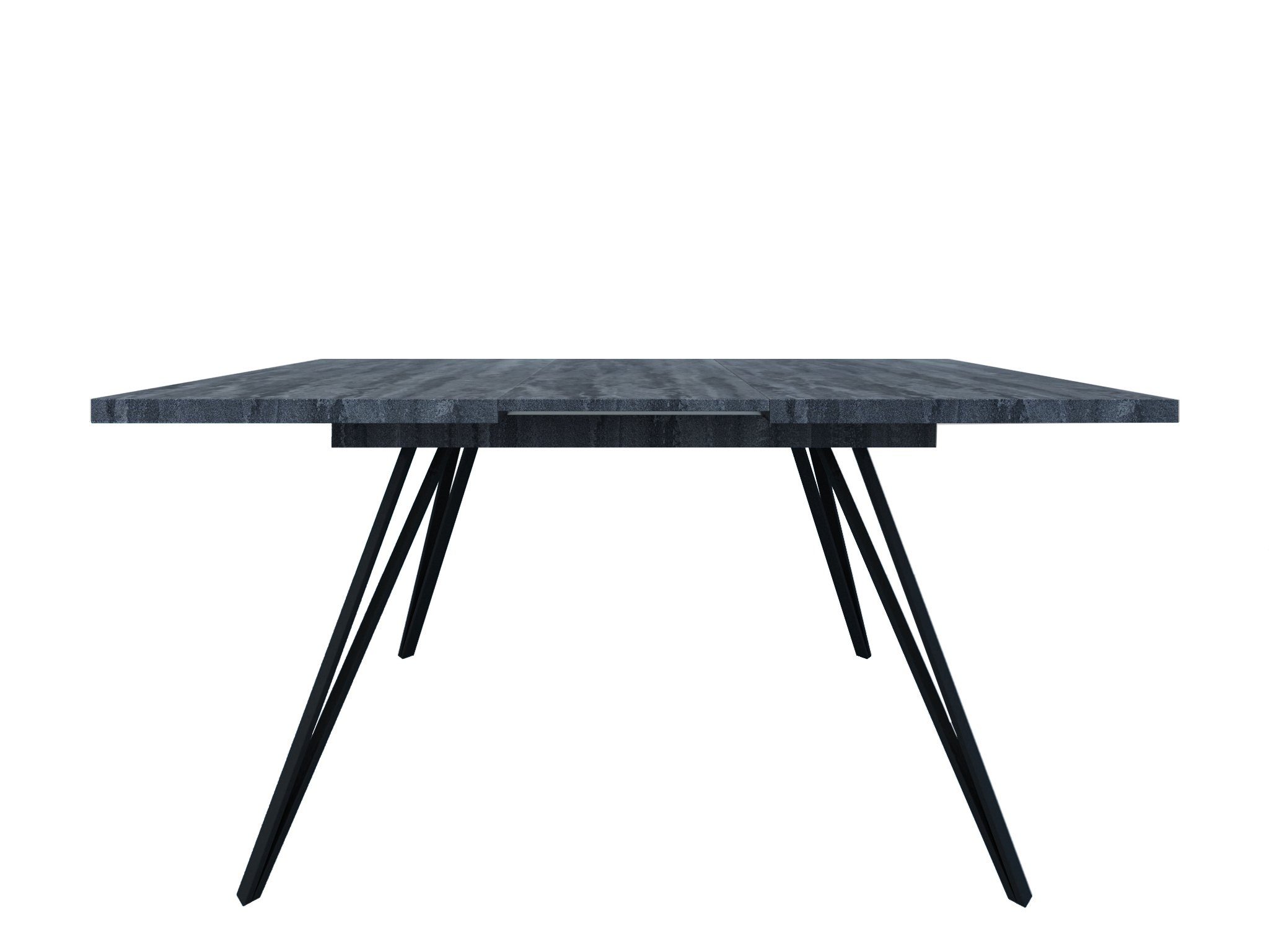 Möbelcenter Löhne Esstisch schwarz Marmoroptik Weiß/ Beton/ Metallfüße/ Eiche/Schwarz Tischplatte cm/ 120-160x80 LIFE