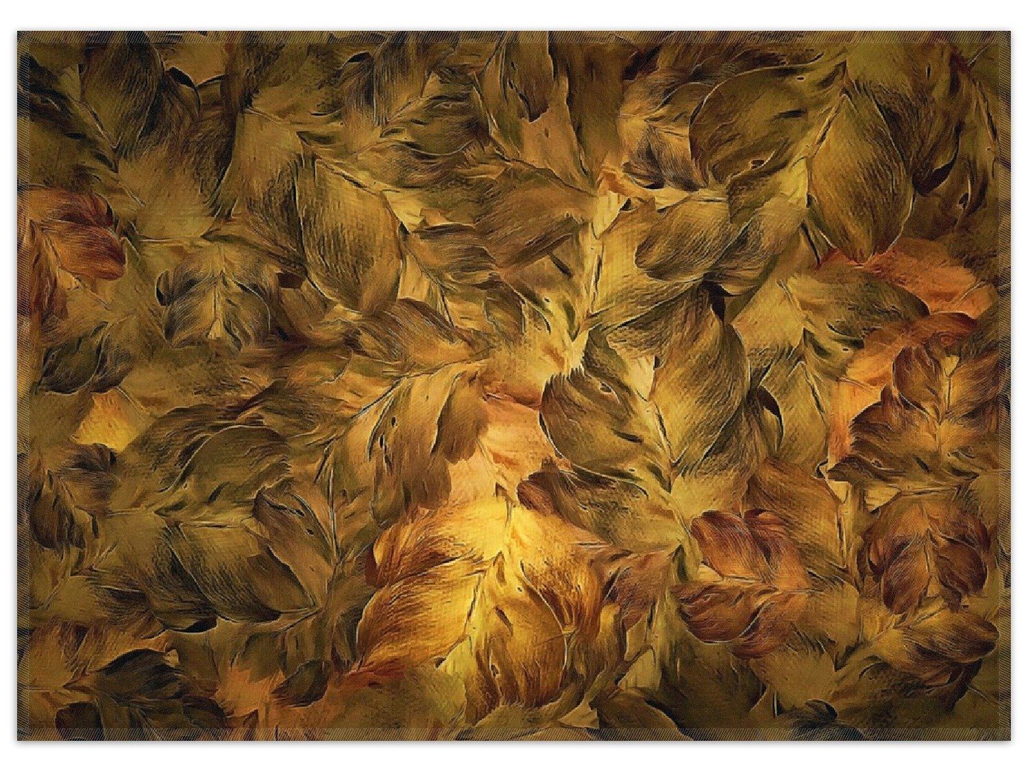 Wallario Teppich Goldene Blätter in Ölfarben, rechteckig, rutschfest