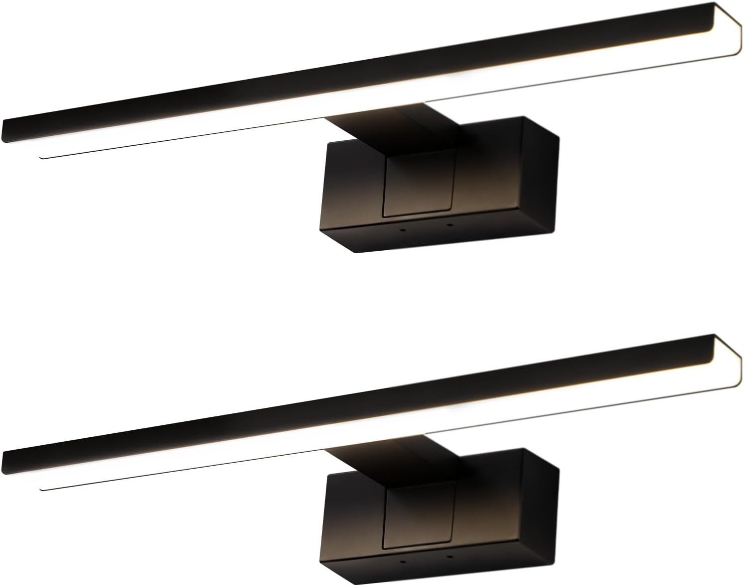 ZMH LED Spiegelleuchte Schwarz 30/40/60CM Spiegellampe 4000 K neutralweiß, LED fest integriert, Neutralweiß, Wandlampe für Spiegel und Schminkbereich