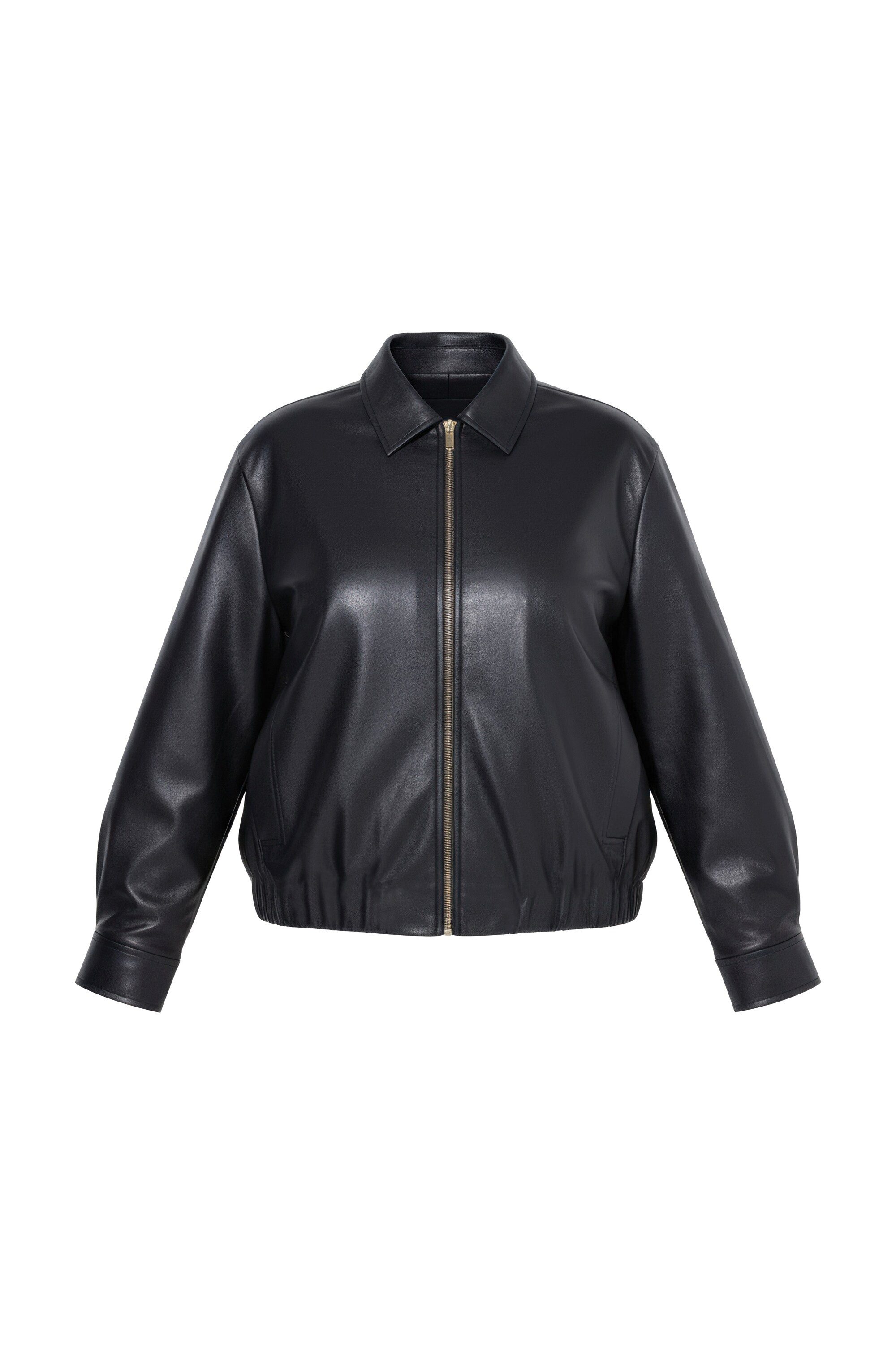 Sommerjacke Lederoptik-Blouson oversized Zipper Komplettfutter