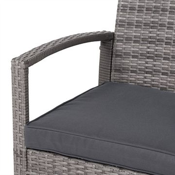 Casaria Balkonset, Polyrattan 5cm Auflagen 5mm Sicherheitsglasplatte 7tlg Wetterfest Grau