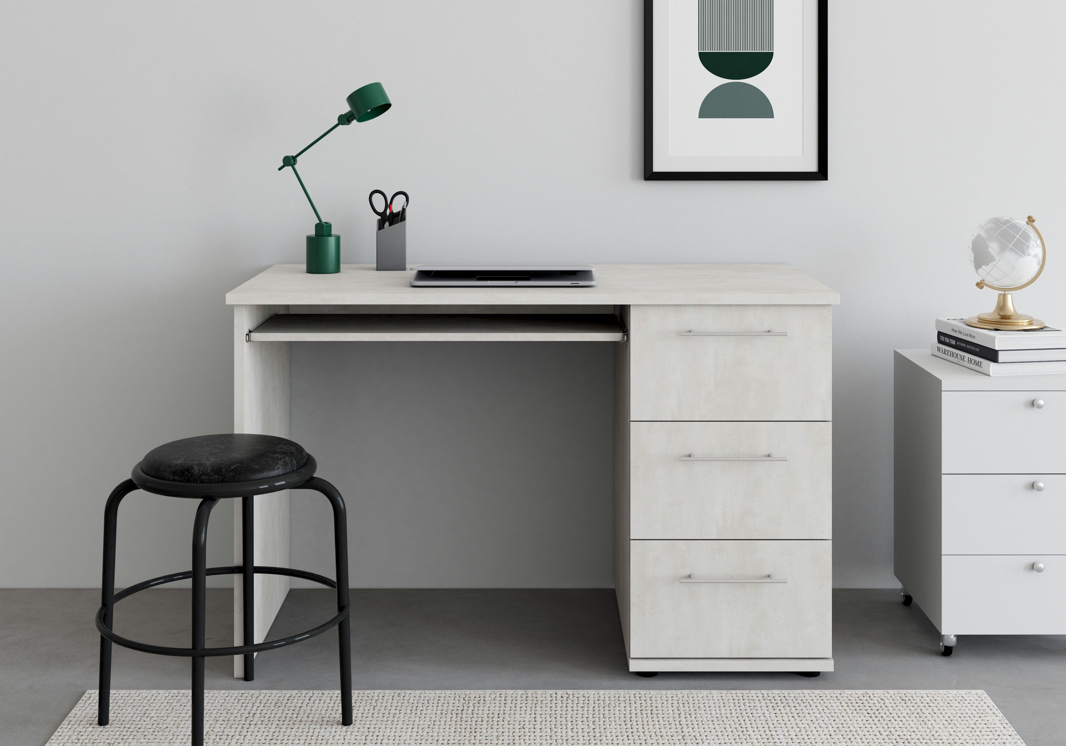 VOGL Möbelfabrik Schreibtisch Tobi, mit 3 Schubkästen, optional mit Tastaturauszug, Breite 115 cm