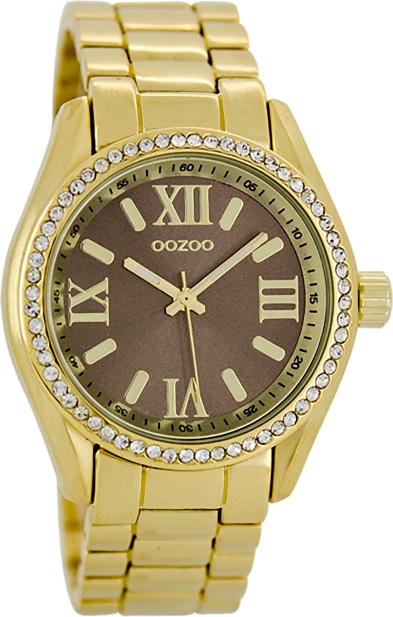 OOZOO Oozoo Unisex Armbanduhr Vintage Series, (Analoguhr), Damen, Herrenuhr rund, groß (ca. 40mm) Metallarmband gold