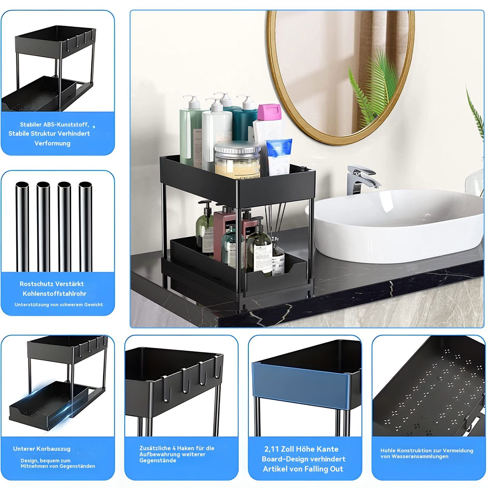PODOFO Küchenregal Küchen Organizer 2 Etagen, günstig online kaufen