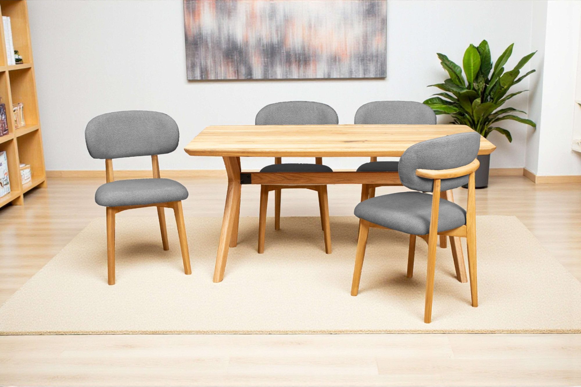 Home affaire Esszimmerstuhl Nomo Polsterstuhl, Küchenstuhl, 4-Fußstuhl (2 St), Chenille, Massivholzbeine, Retro