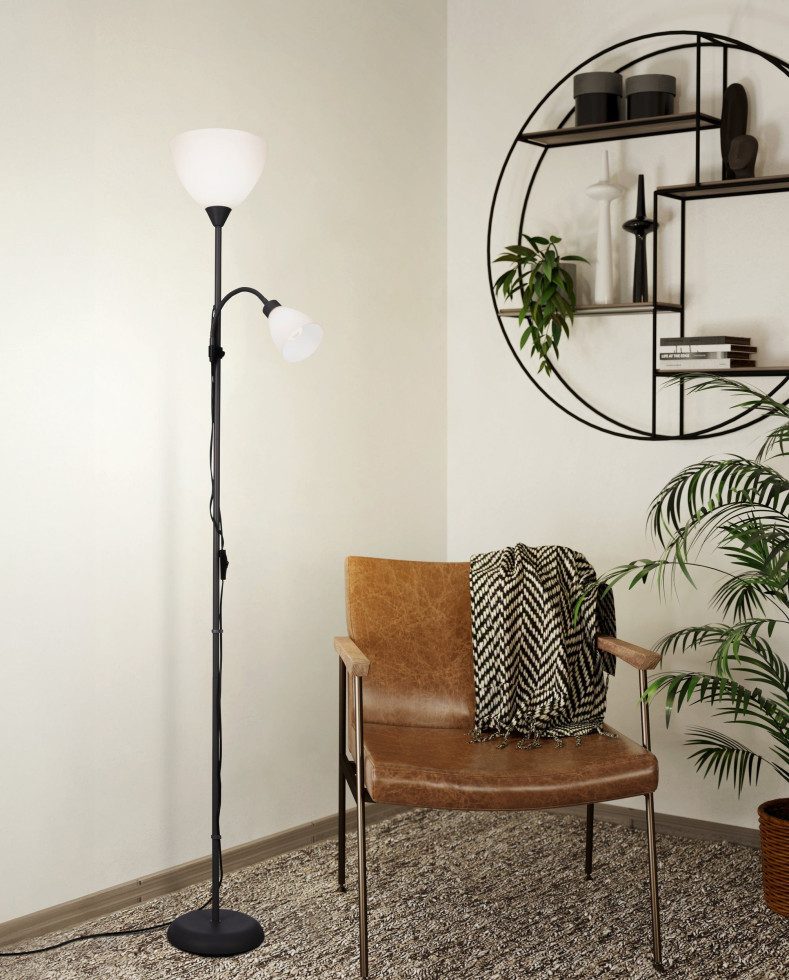 EGLO LED Stehlampe Eglo Stehlampe Montanini-E 176 cm schwarz/weiß, Ohne Leuchtmittel, Nicht dimmbar ohne Bewegungsmelder