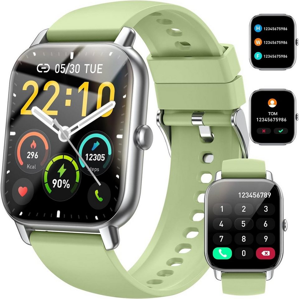 Nerunsa Smartwatch (1,85 Zoll, Android, iOS), Smartwatch für Damen Herren,  mit Anrufe,Fitnessuhr Herzfrequenzmonitor