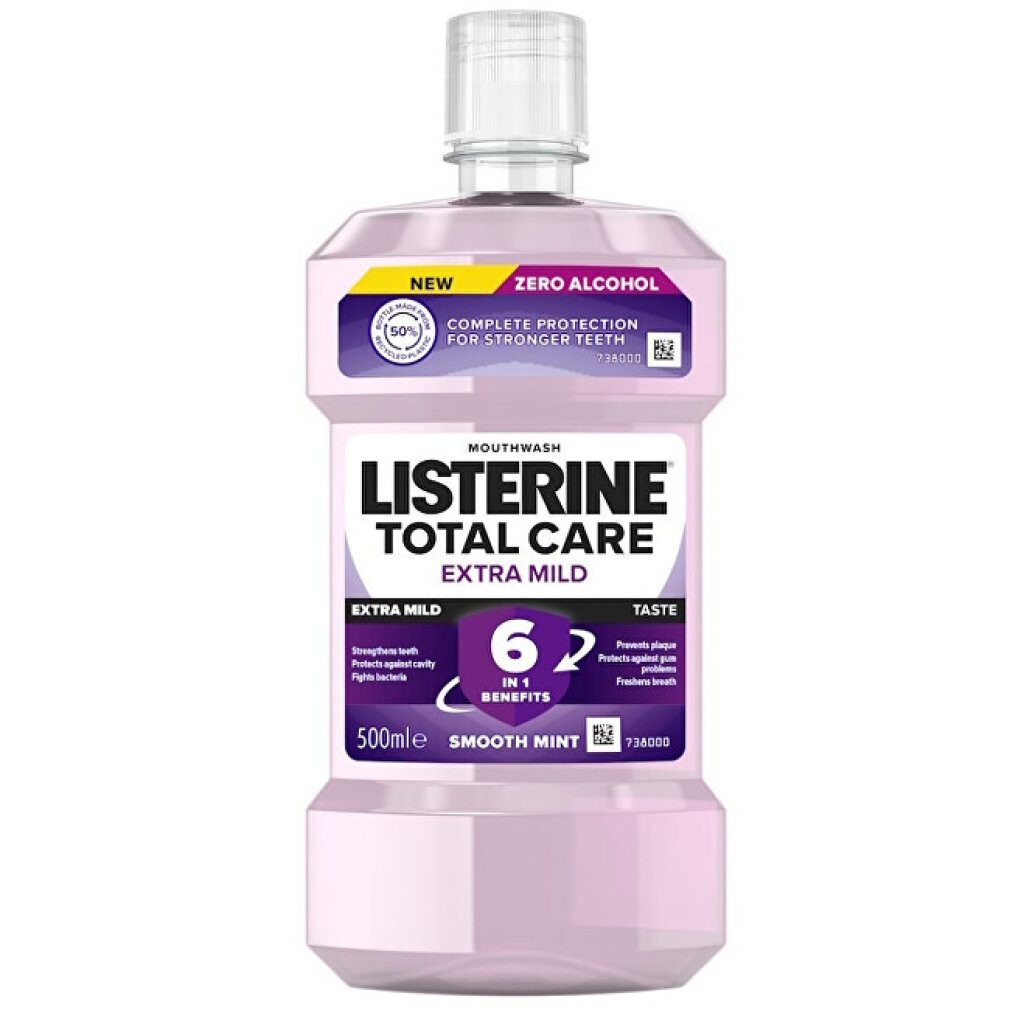 Listerine Mundspülung Total Care Extra Milder Geschmack Glatte Minze, (Packung)