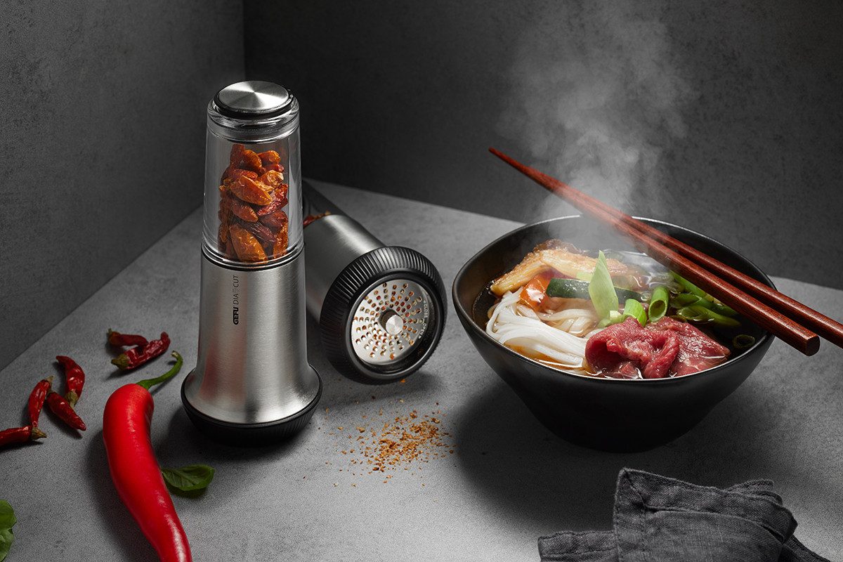 GEFU Chilimühle X-PLOSION® manuell, extrascharfes, korrosionsbeständiges Edelstahl-Schneidwerk