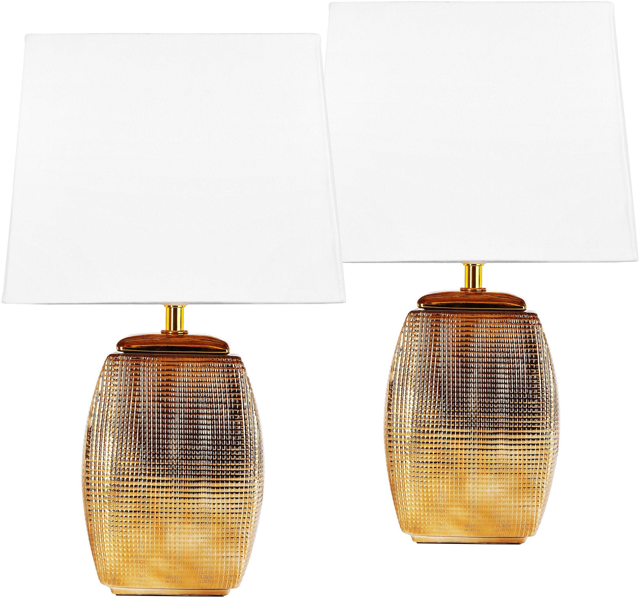 BRUBAKER Tischleuchte Nachttischlampe Gold - Tischleuchte günstig online kaufen