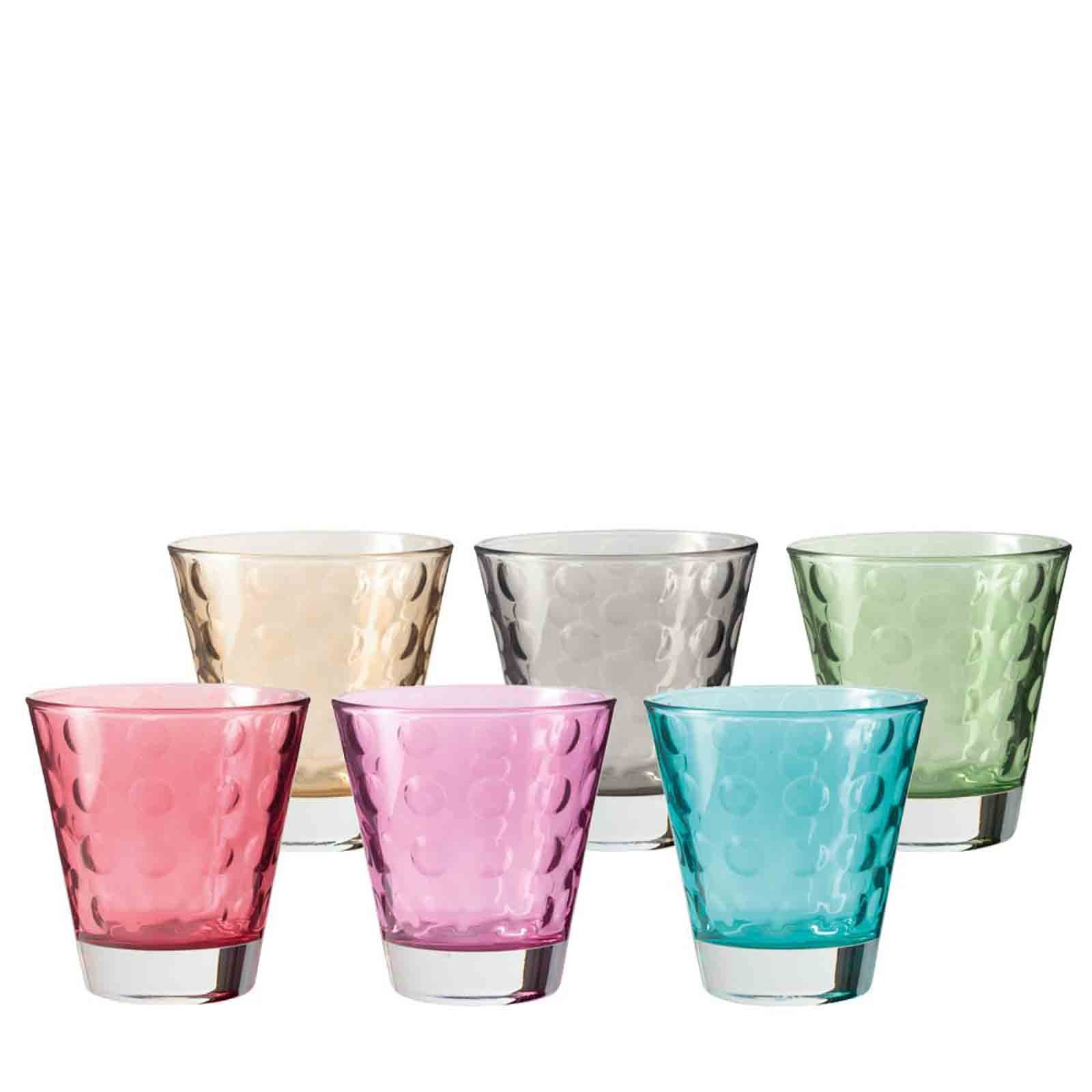 Gläser-Set OPTIC Trinkglas klein 0,14l bunt sortiert 6er Set, 6-tlg., Glas