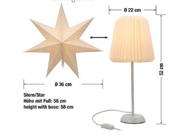 Hellum LED Dekolicht Lampe/Stern Papier 50cm mit Metallfuß weiß innen