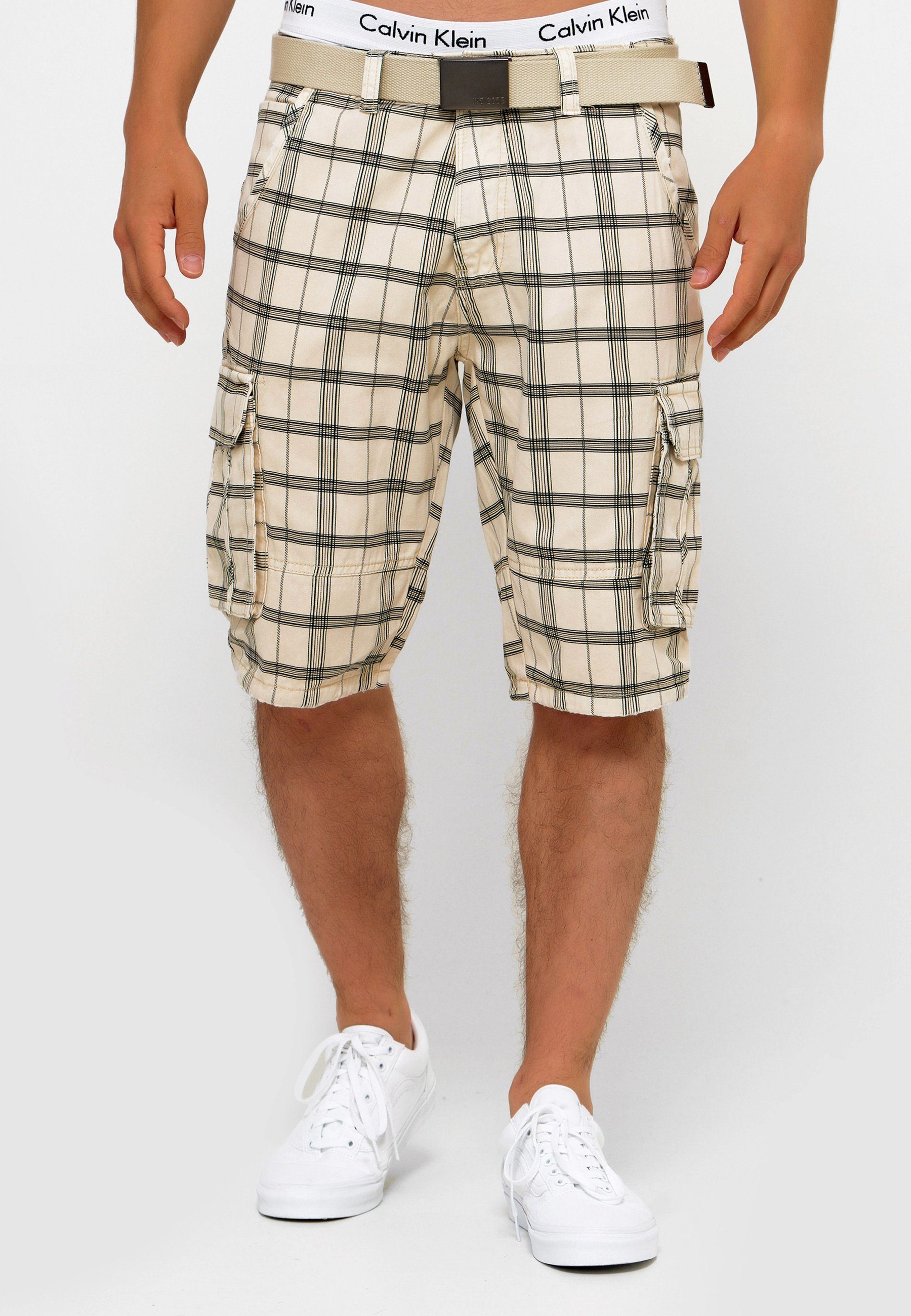 Indicode Cargoshorts Blixt Check Fog