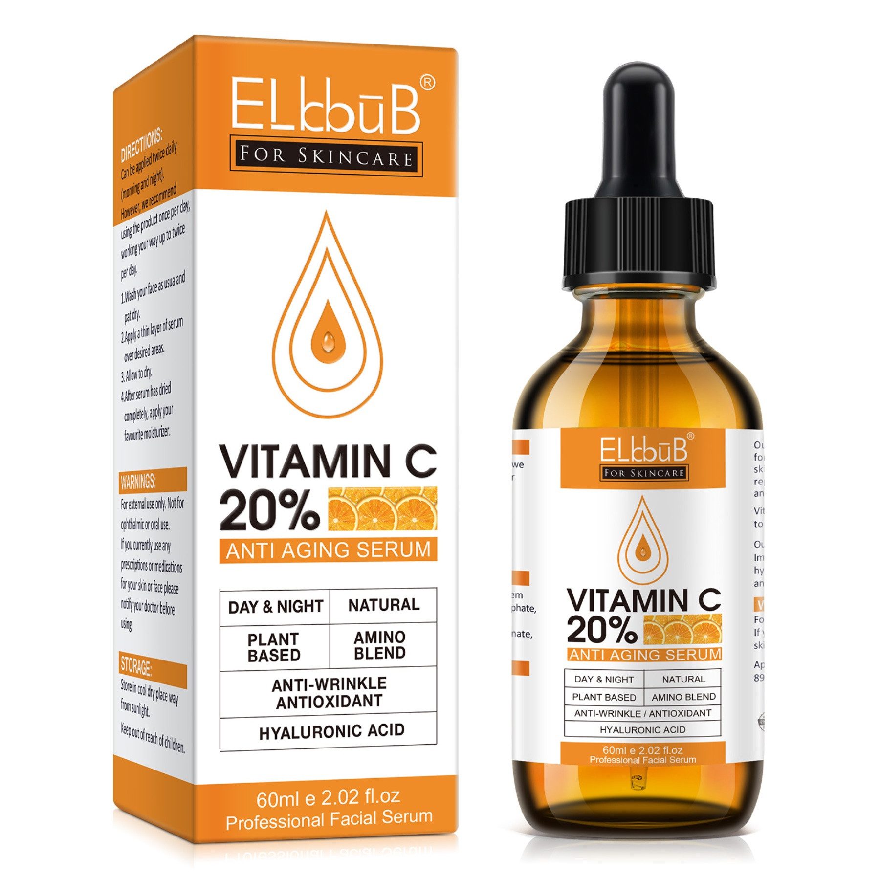 P-Beauty Cosmetic Accessories Gesichtsserum mit Vitamin C und E Hyaluronsäure Anti Aging Falten Vegan 60ml, 1-tlg., Enthält Vitamine, Farbmittelfrei, Farbstofffrei, Hypoallergen