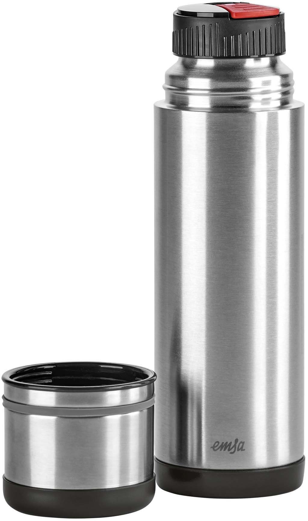 Emsa Isolierflasche Mobilty, Edelstahl schwarz, SAFE LOC-Verschluss, 100% dicht, 12h heiß/24h kalt