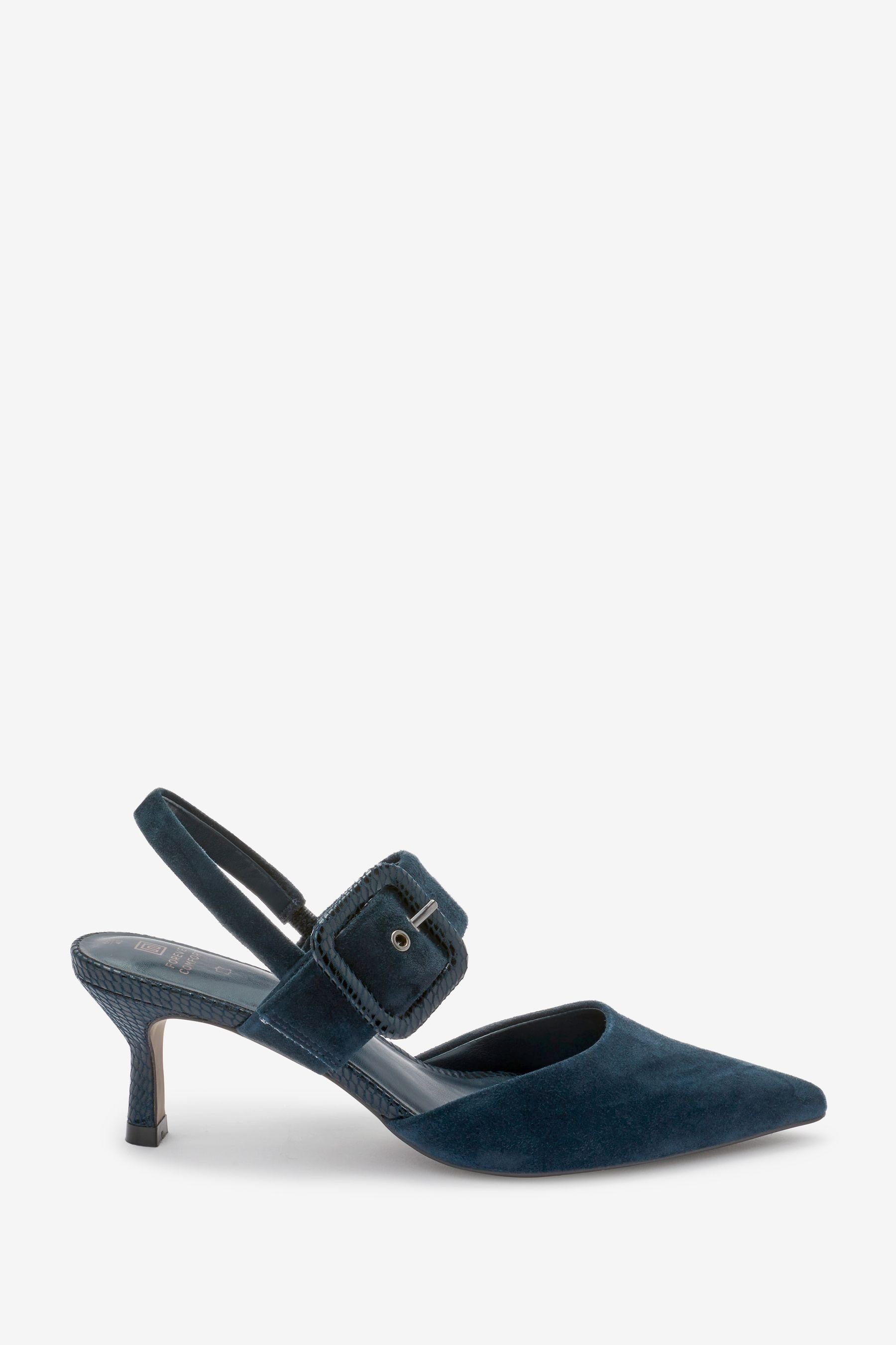Next Schuh aus Leder mit Schnallendetails Slingpumps (1-tlg) Navy Blue