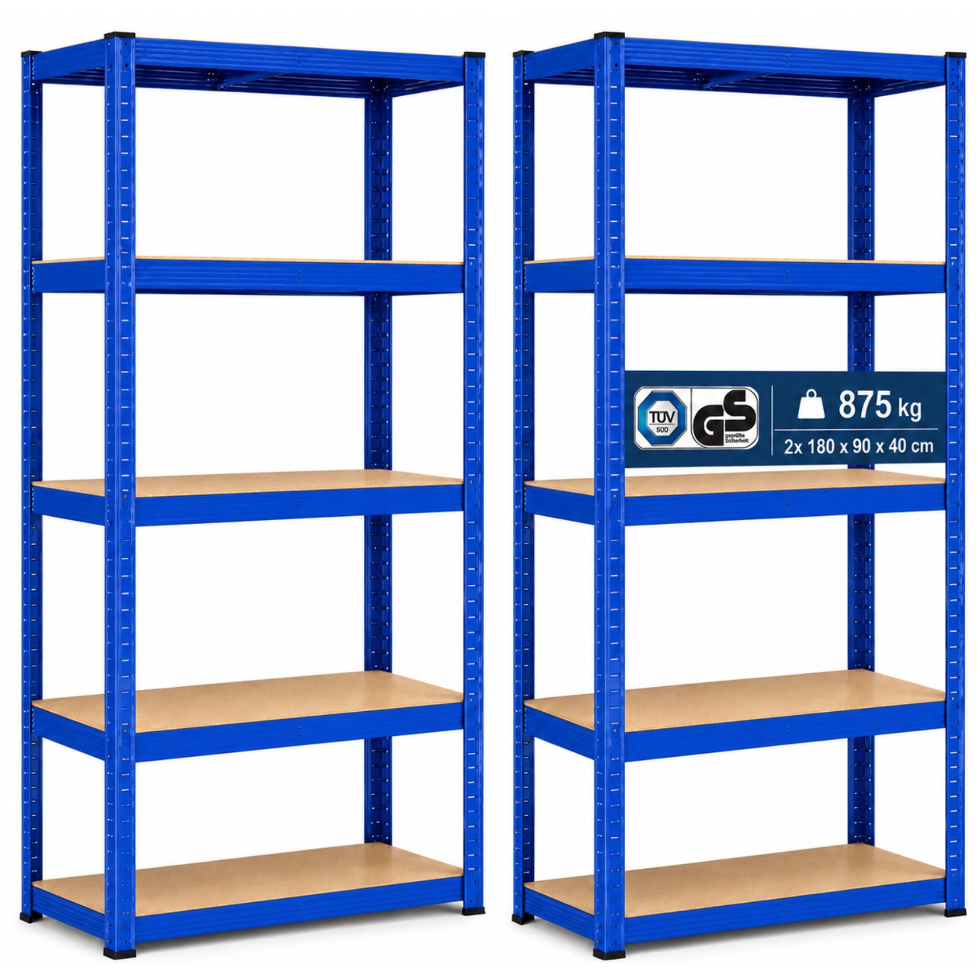 Arebos Schwerlastregal 180x90x40 cm, 5 Böden, 875 kg Traglast, Steckregal, Lagerregal, Stück, Flexibel einsetzbar: für Werkstatt, Garage, Keller oder Lager von Arebos