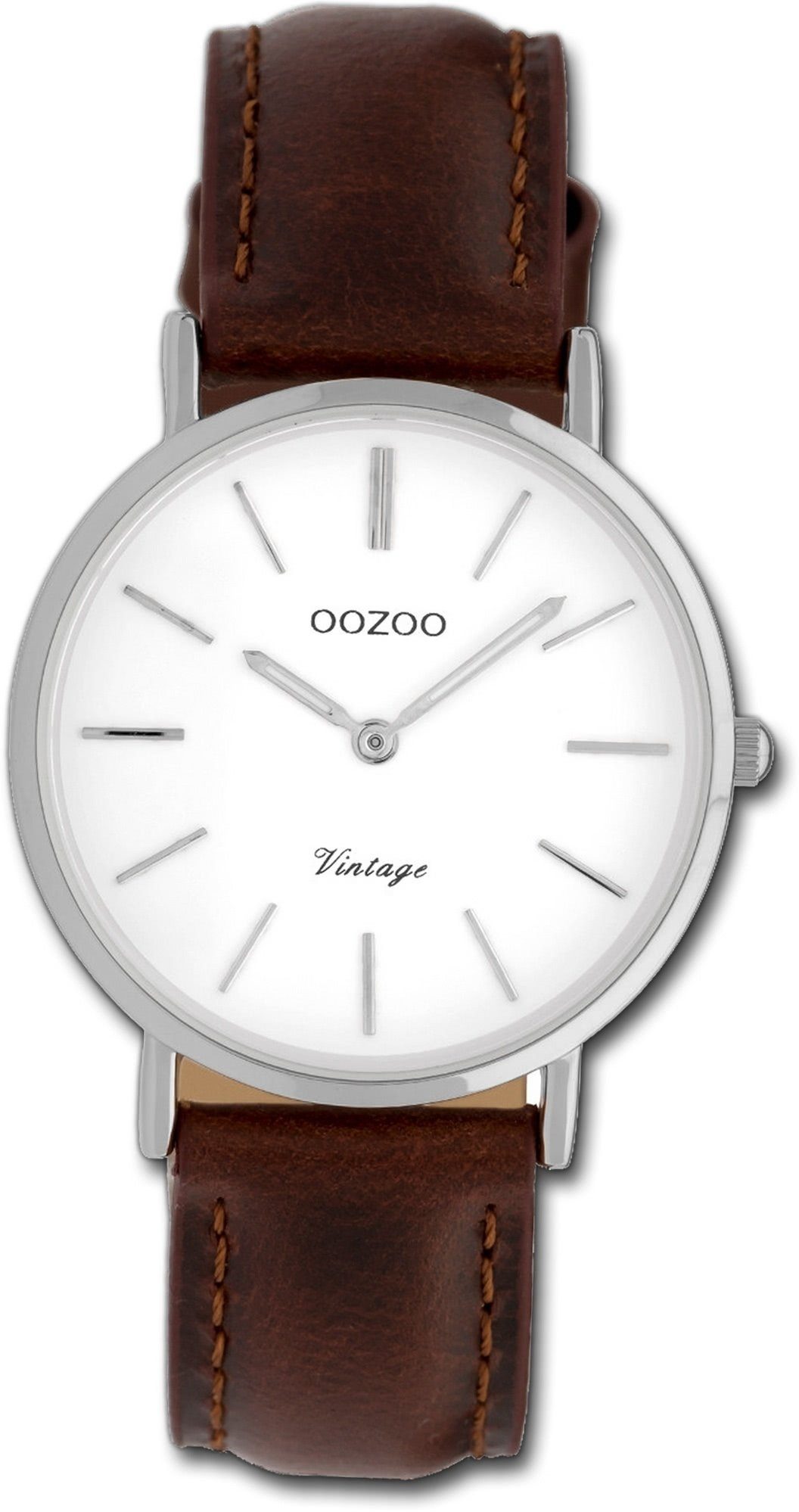 OOZOO Quarzuhr Oozoo Leder Damen Uhr C9835 Analog, Damenuhr Lederarmband braun, rundes Gehäuse, mittel (ca. 32mm)