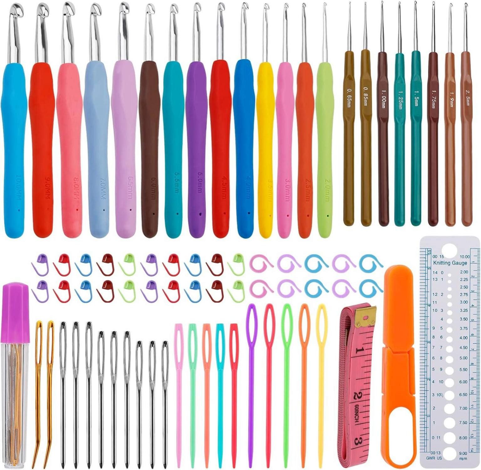 Häkelnadeln Häkelnadel-Set mit 14 ergonomischen Hakengrößen und Häkelnadel-Zubehör