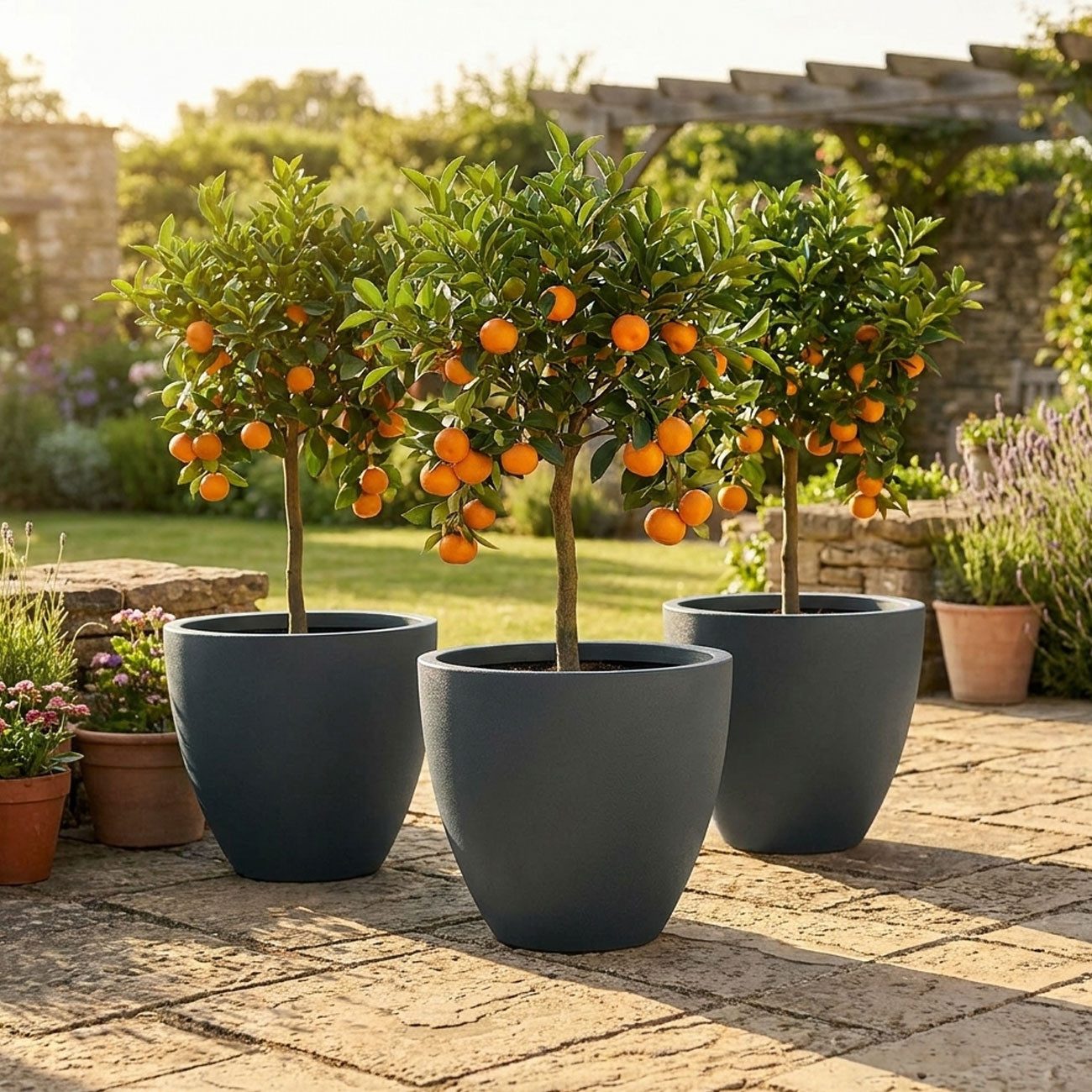 Prosperplast Pflanzkübel Ethick Pflangefäß rund Ø 58 cm Graphit 86L Blumentopf edles Design (3 St., 1er-Set & 2er-Set & 3er-Set), 58,0 x 50,0 cm Kunststoff-Pflanzkübel/Wasserauslass/UV-beständig