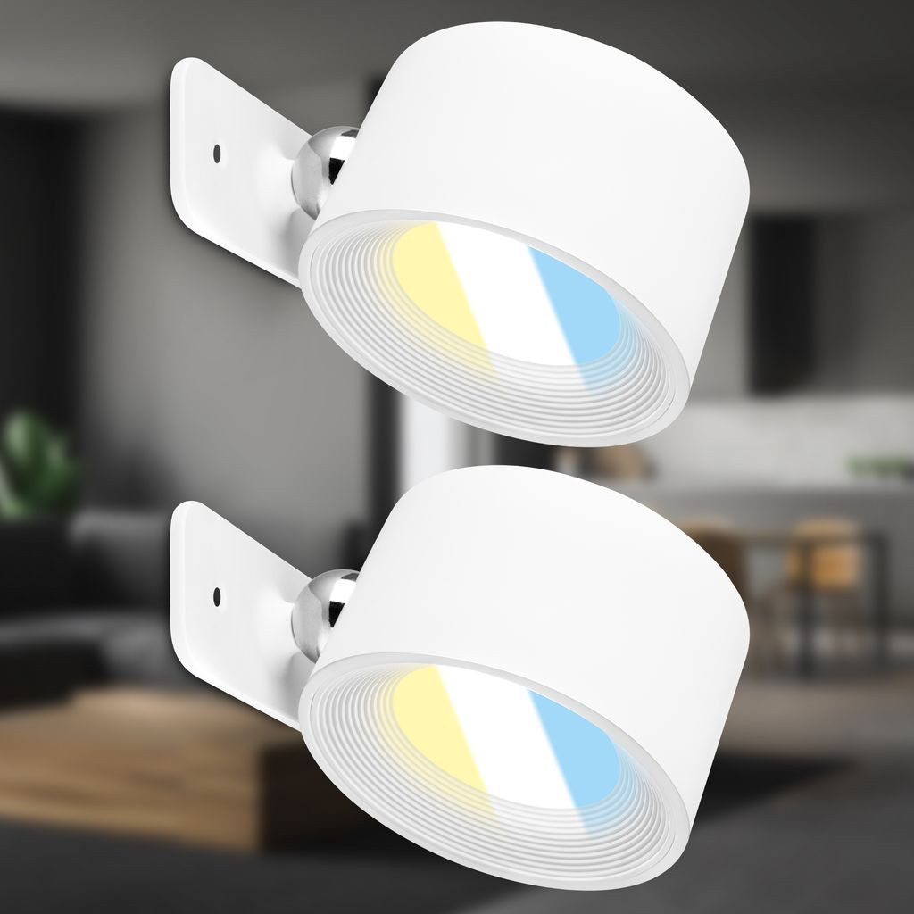 Briloner Leuchten Wandleuchte 2385026, Dimmfunktion, LED fest integriert, 6500K - Kaltweiß, LED Wandlampe 8,7x7,5x4,8cm Weiß 3W Innen ohne Stromanschluss Flur