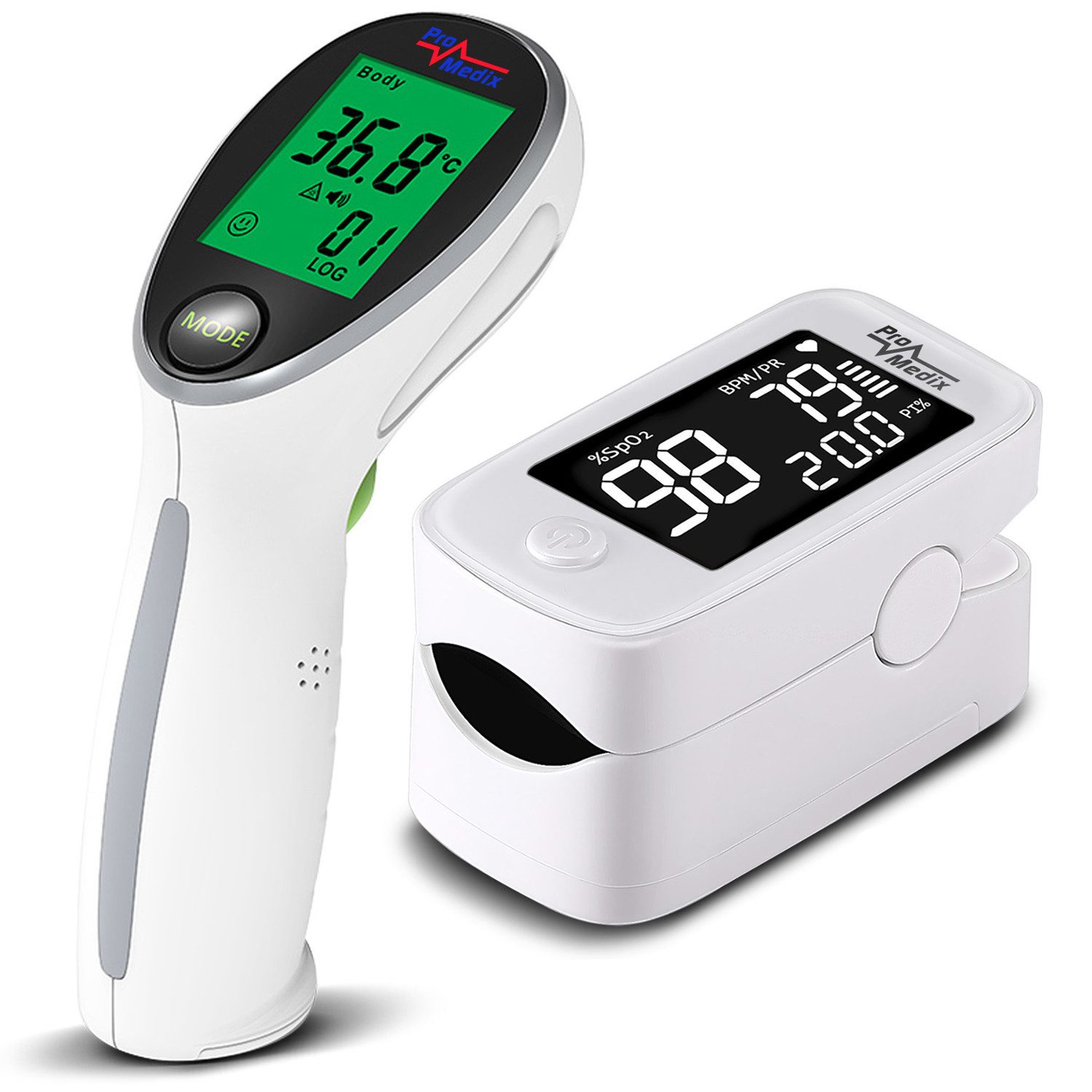 Promedix Fieberthermometer PR-870 Pulsoximeter + PR-960 Infrarot-Thermometer