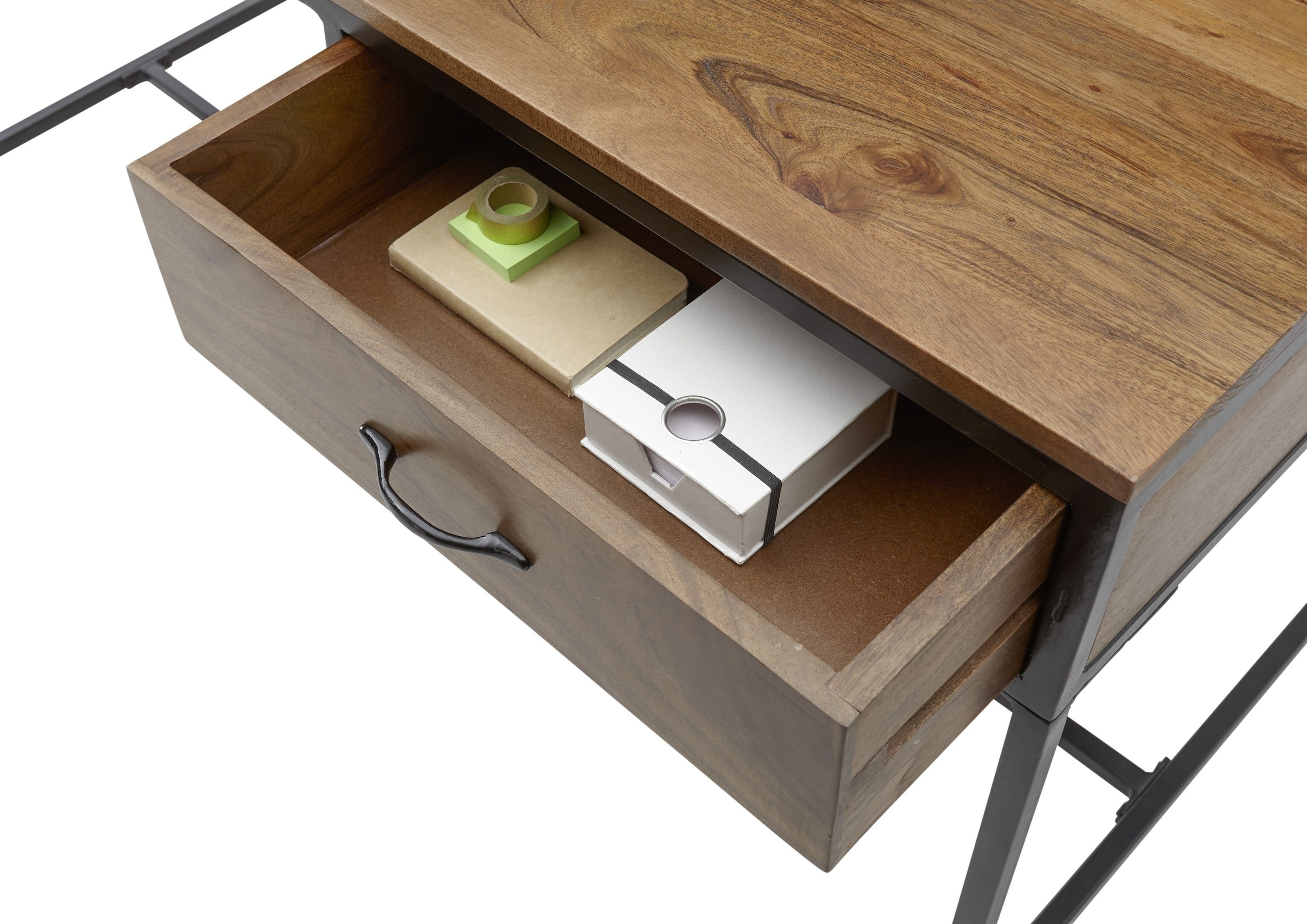 PREISBRECHER Schreibtisch Hapur, in Akazie und schwarz, Akazie - 140x79x60cm (BxHxT)